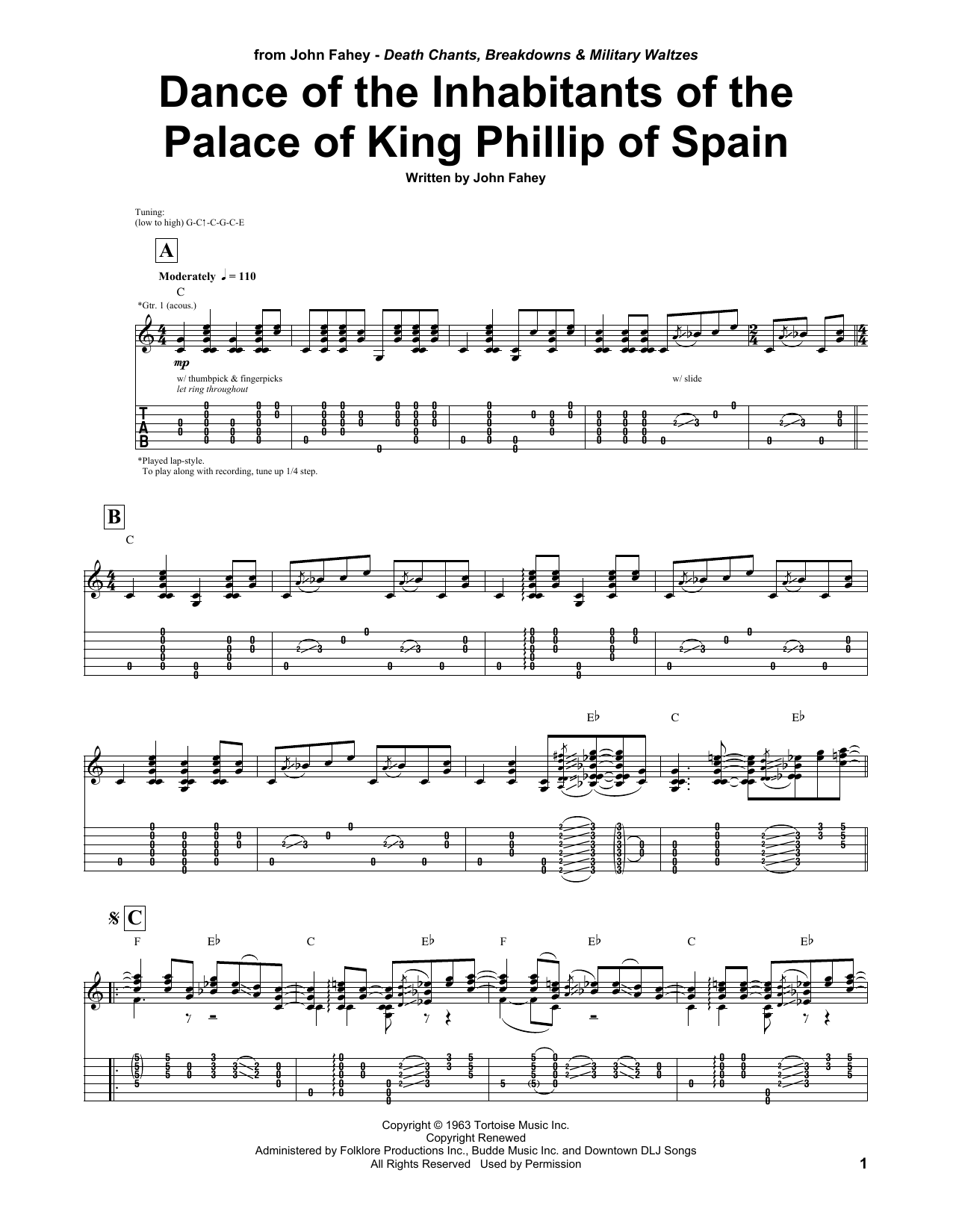 Download John Fahey Dance Of The Inhabitants Of The Palace Sheet Music