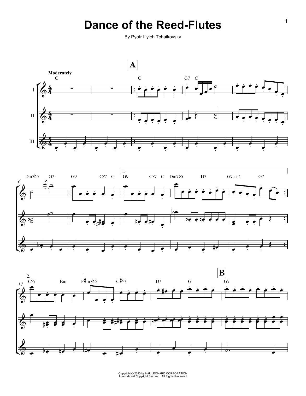 Download Pyotr Il'yich Tchaikovsky Dance Of The Reed-Flutes Sheet Music