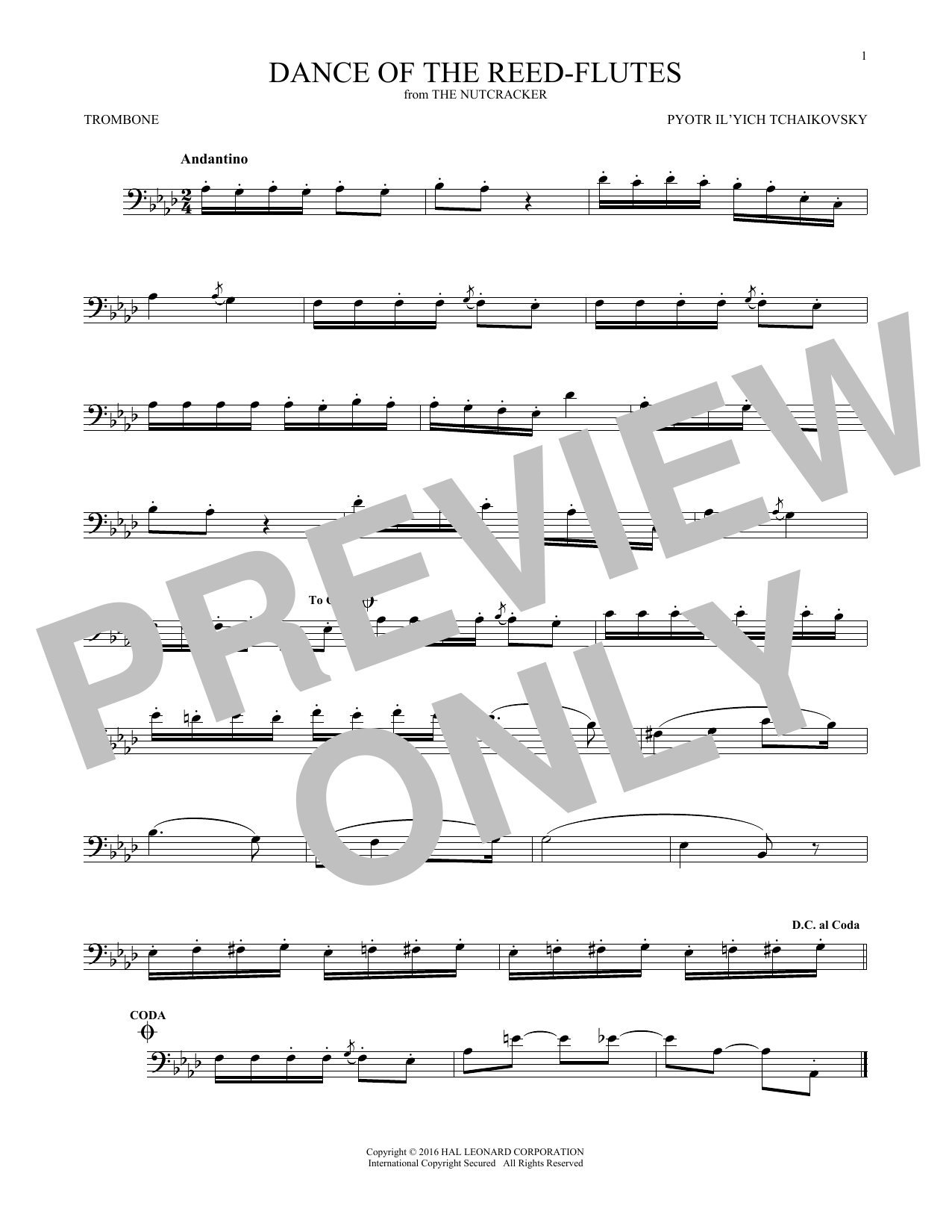 Download Pyotr Il'yich Tchaikovsky Dance Of The Reed Flutes, Op. 71a Sheet Music