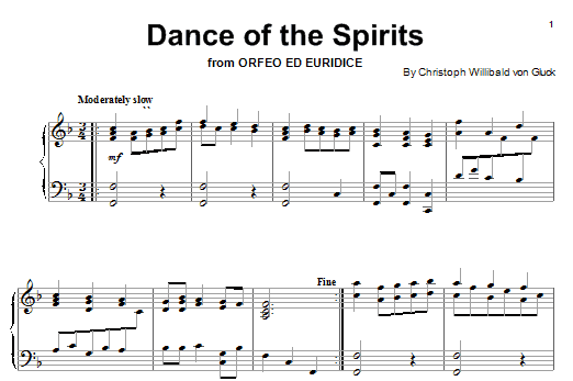 Download Christoph Willibald von Gluck Dance Of The Blessed Spirits (from Orfe Sheet Music