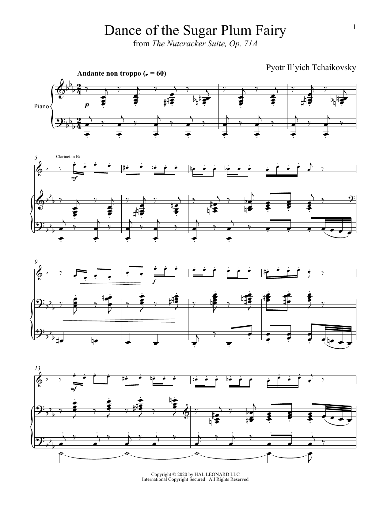 Download Pyotr Il'yich Tchaikovsky Dance Of The Sugar Plum Fairy, Op. 71a Sheet Music
