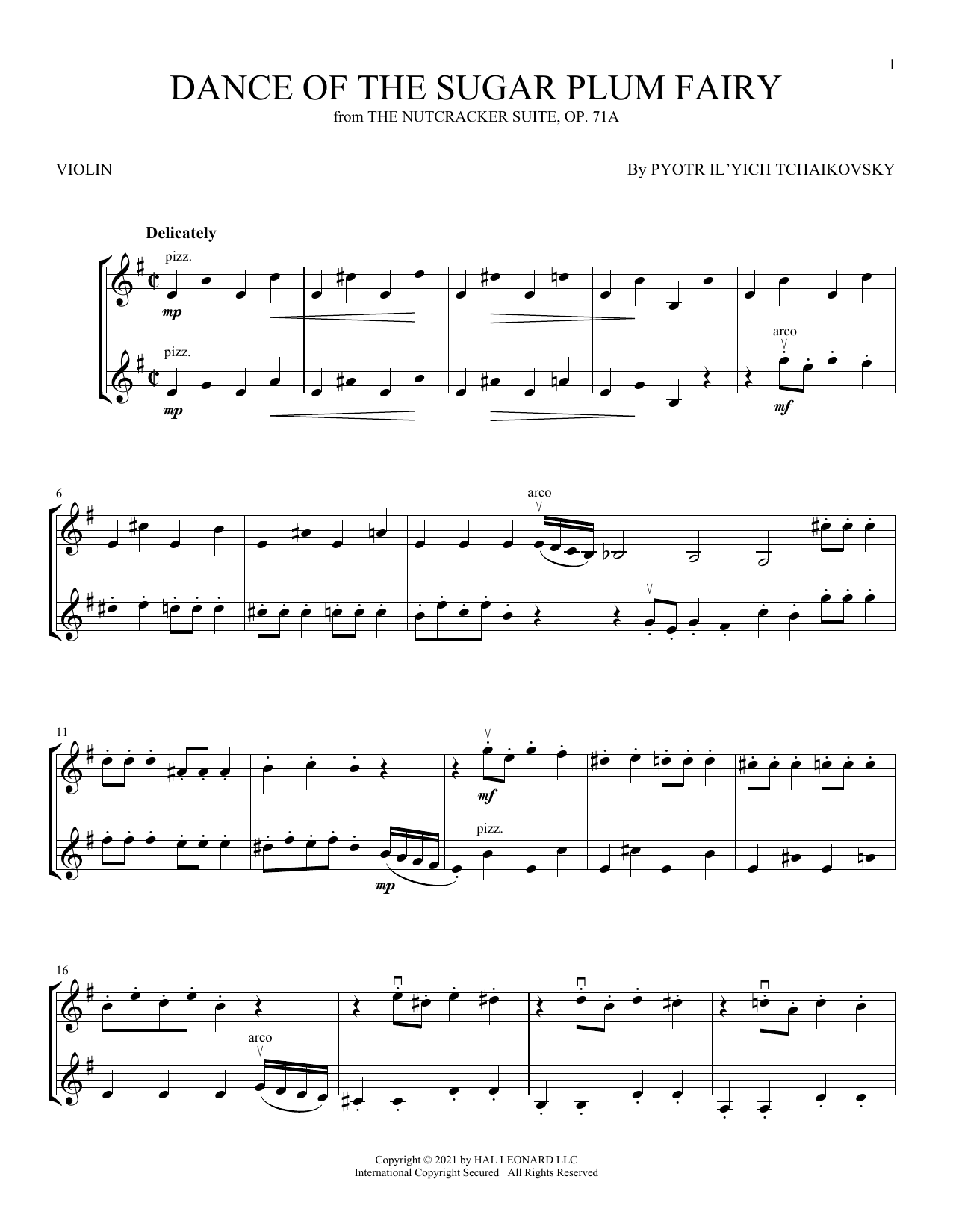 Download Pyotr Il'yich Tchaikovsky Dance Of The Sugar Plum Fairy, Op. 71a Sheet Music