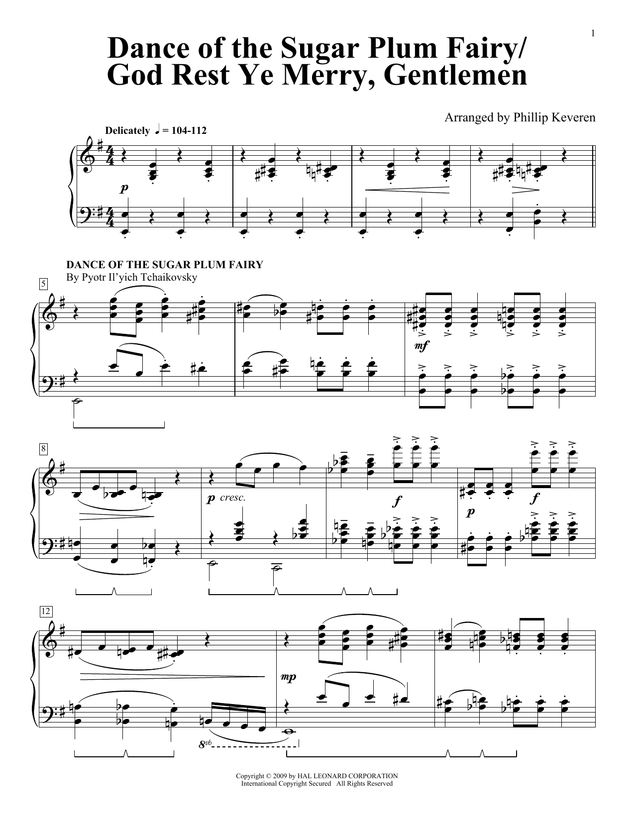 Traditional English Carol Dance Of The Sugar Plum Fairy/God Rest Ye Merry, Gentlemen (arr. Phillip Keveren) sheet music notes printable PDF score