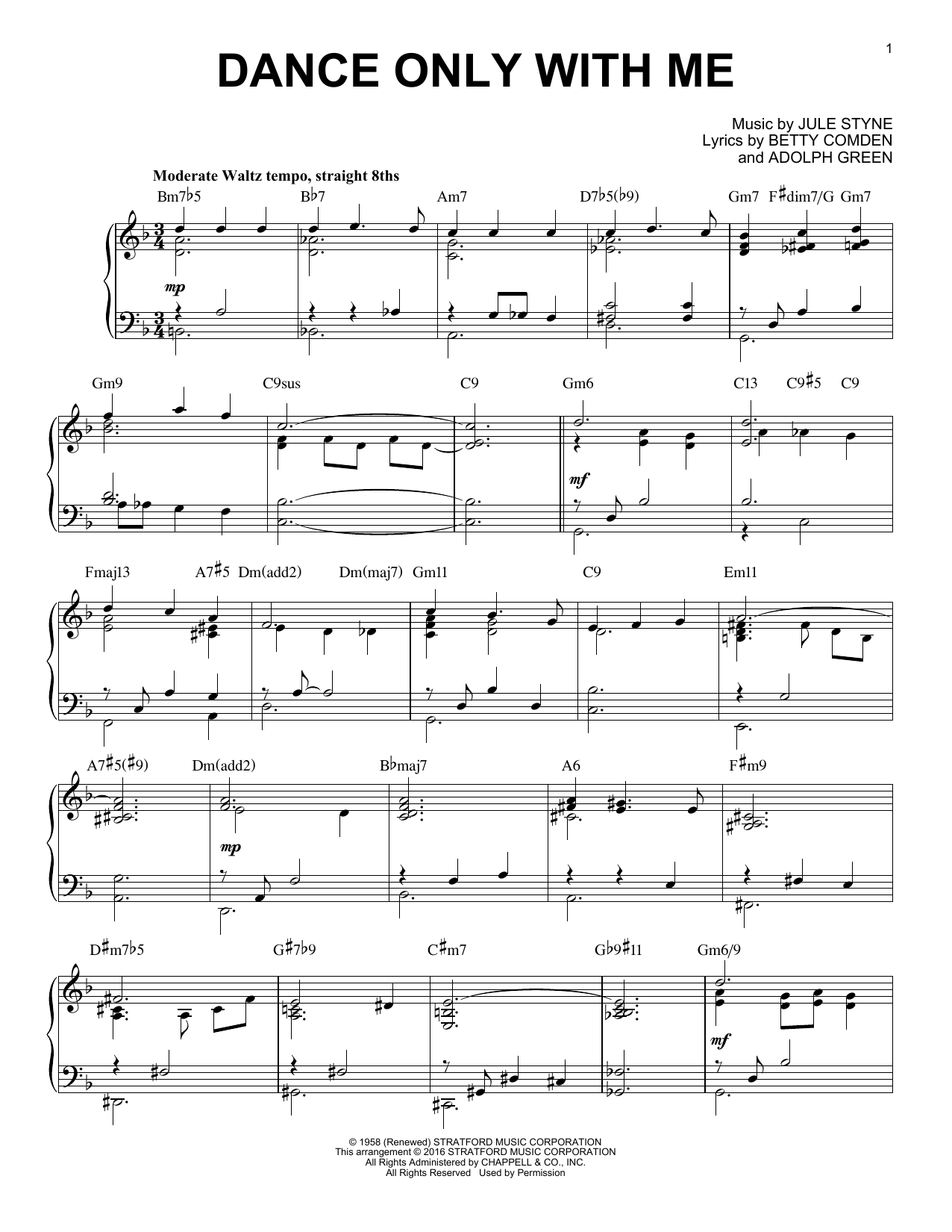 Download Perry Como Dance Only With Me [Jazz version] (arr. Sheet Music