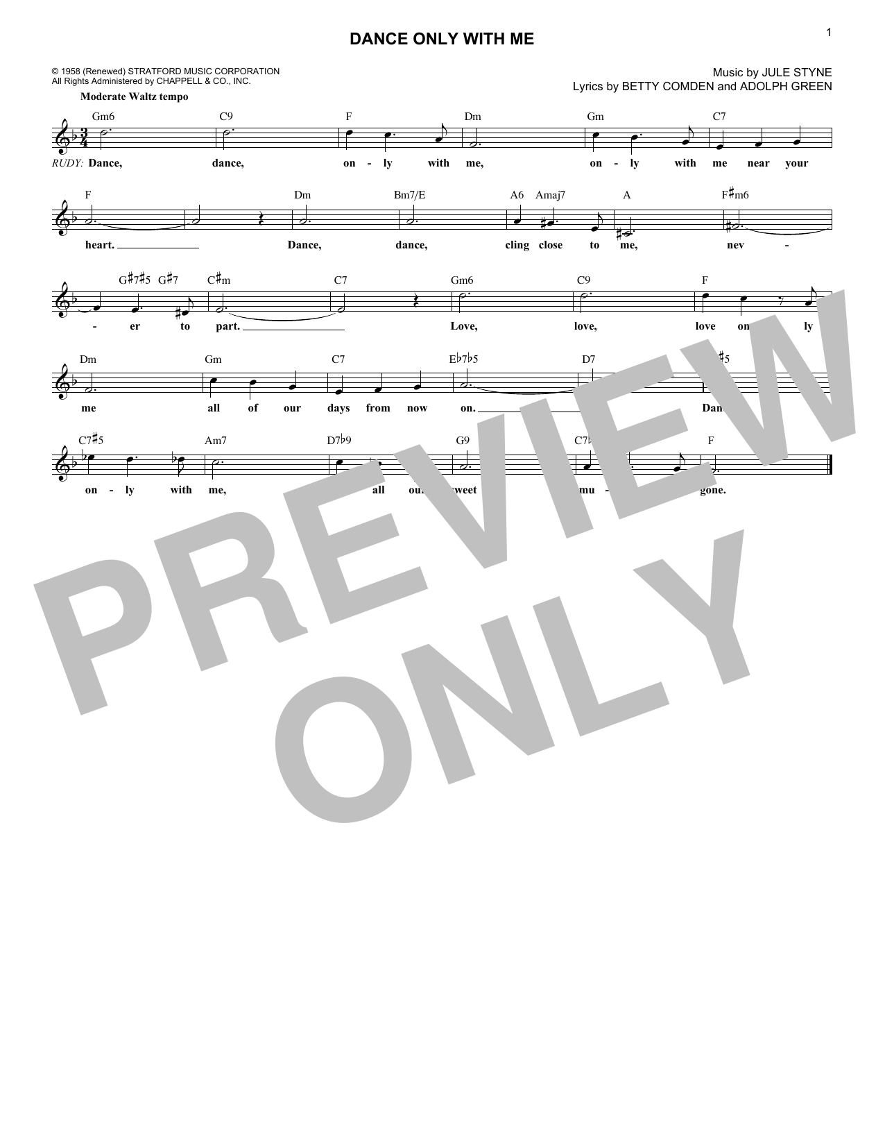 Download Perry Como Dance Only With Me Sheet Music