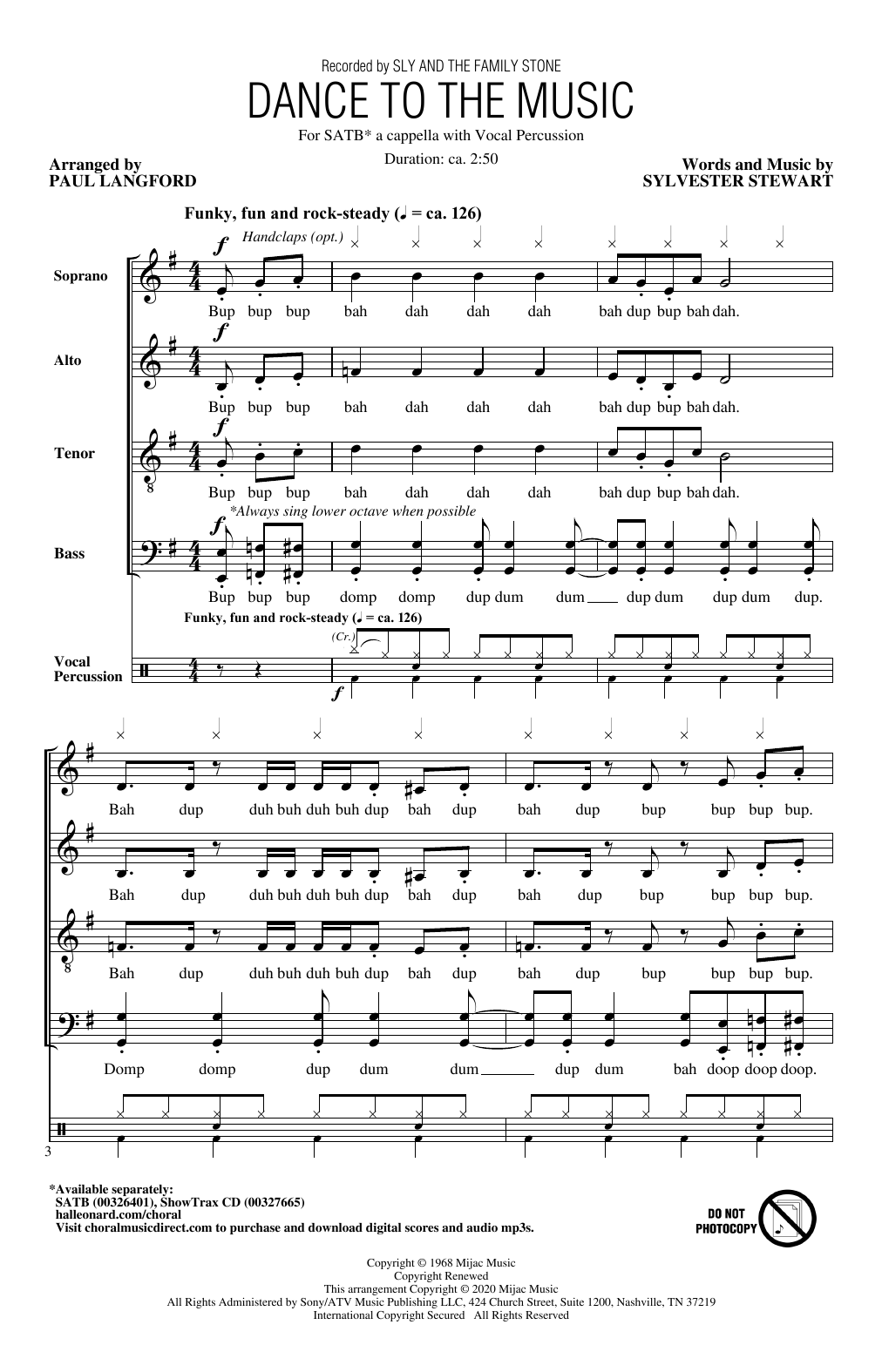 Download Sly And The Family Stone Dance To The Music (arr. Paul Langford) Sheet Music