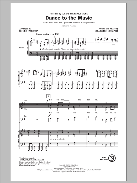 Download Roger Emerson Dance To The Music Sheet Music