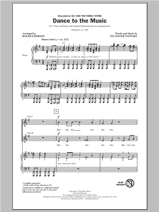 Download Roger Emerson Dance To The Music Sheet Music