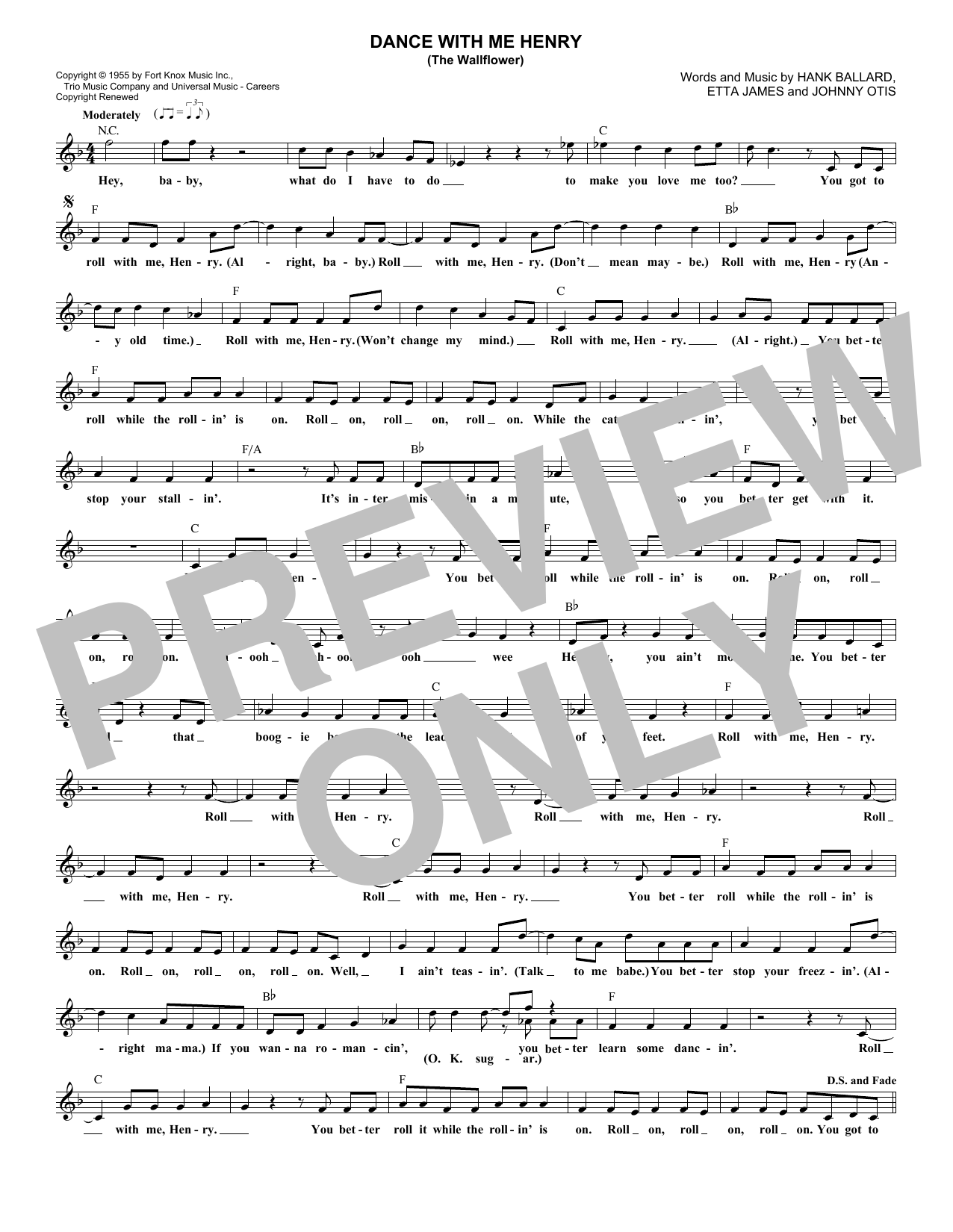 Download Etta James Dance With Me Henry (The Wallflower) Sheet Music