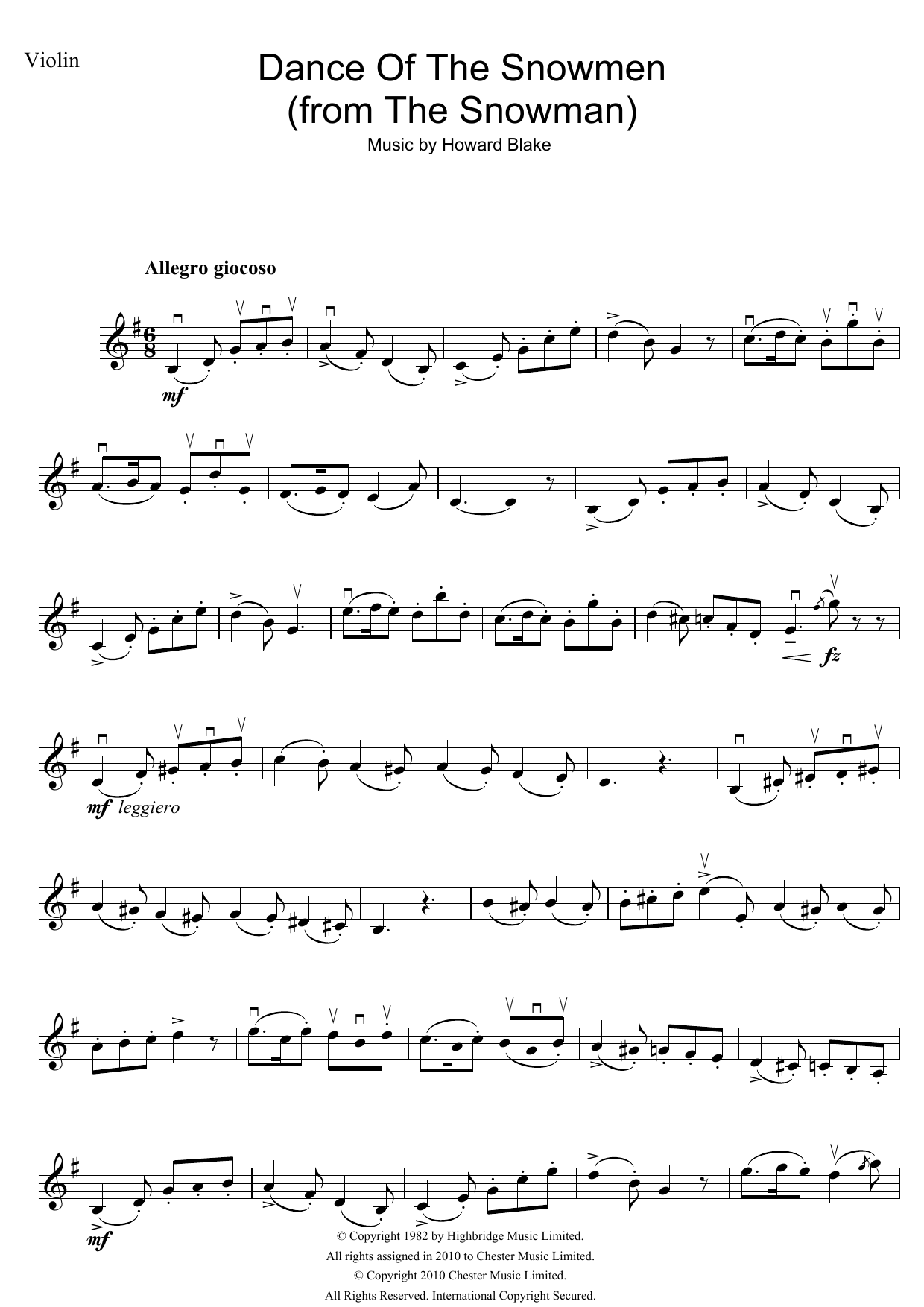 Download Howard Blake Dance Of The Snowmen (from The Snowman) Sheet Music