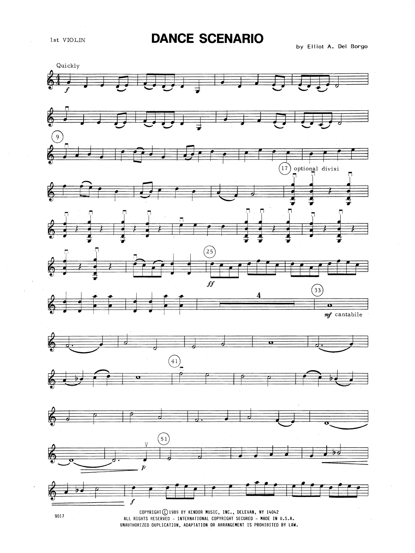 Download Elliot A. Del Borgo Dance Scenario - 1st Violin Sheet Music