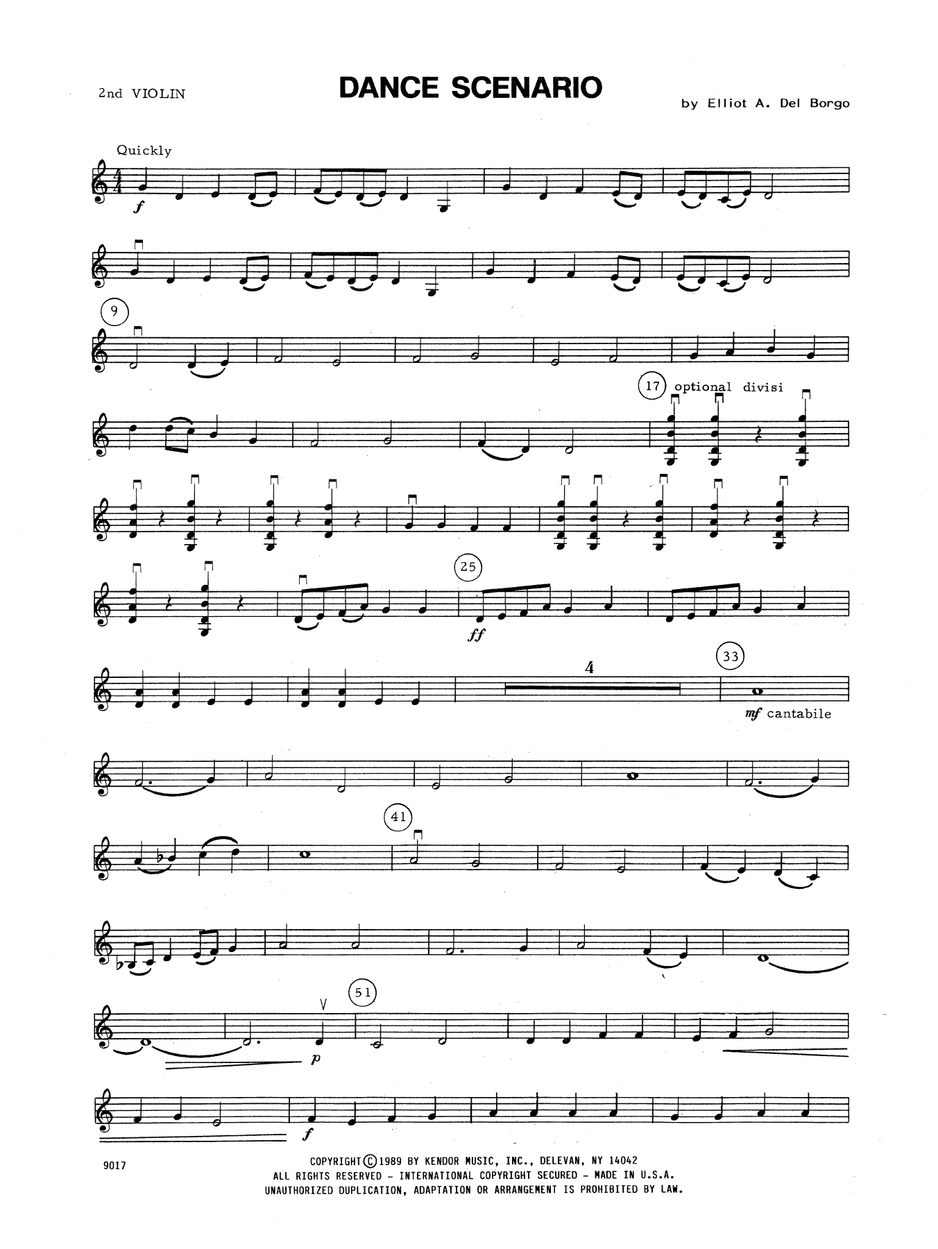 Download Elliot A. Del Borgo Dance Scenario - 2nd Violin Sheet Music