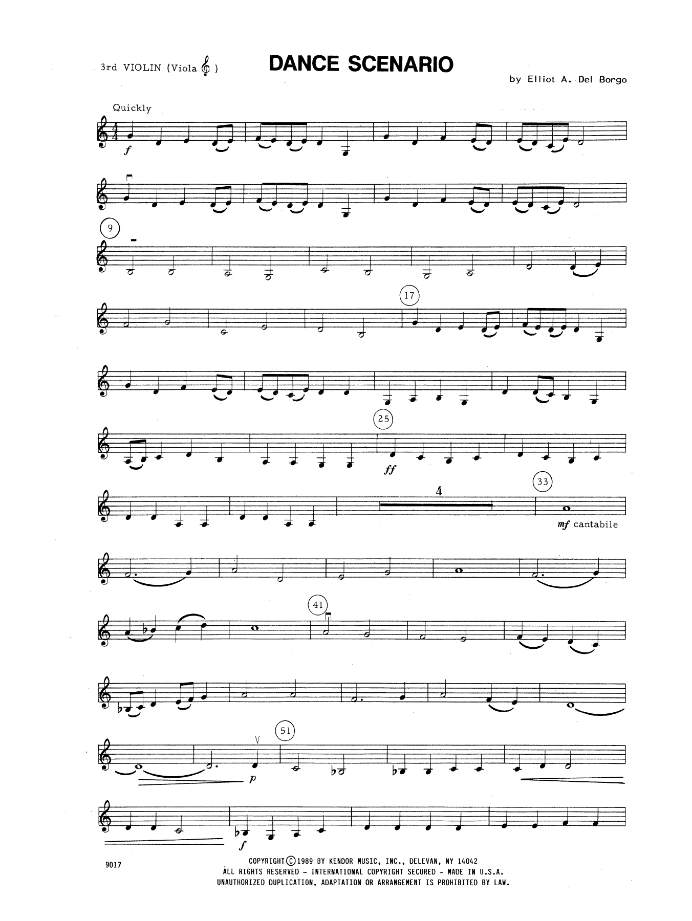 Download Elliot A. Del Borgo Dance Scenario - Violin 3 (Viola T.C.) Sheet Music