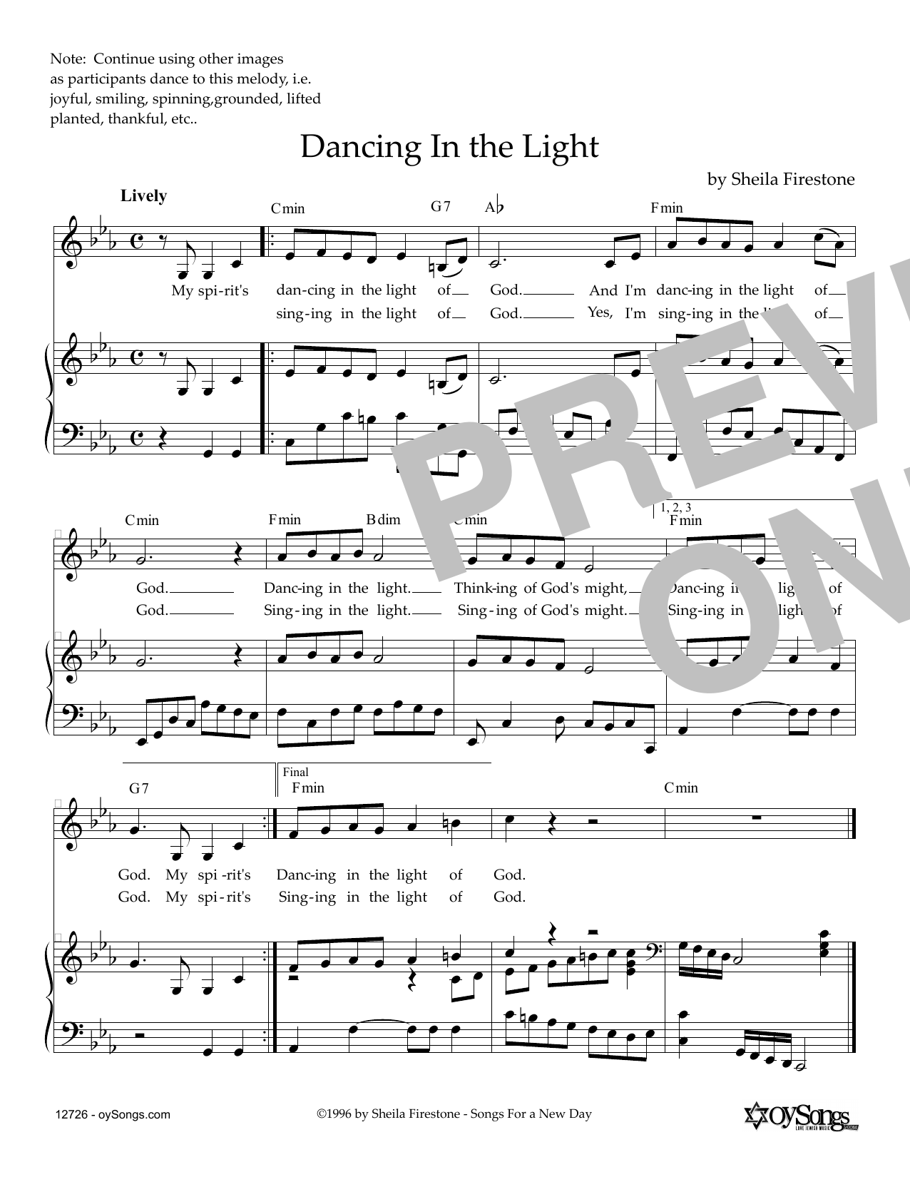Download Sheila Firestone Dancing In The Light Sheet Music
