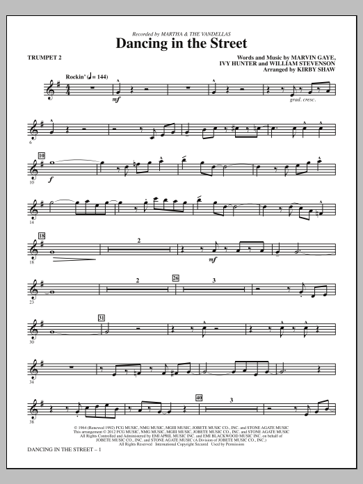 Download Kirby Shaw Dancing In The Street - Bb Trumpet 2 Sheet Music