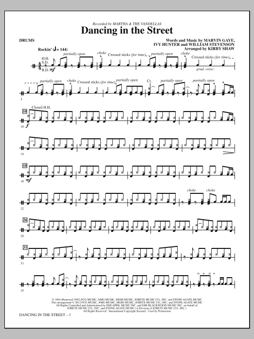 Download Kirby Shaw Dancing In The Street - Drums Sheet Music