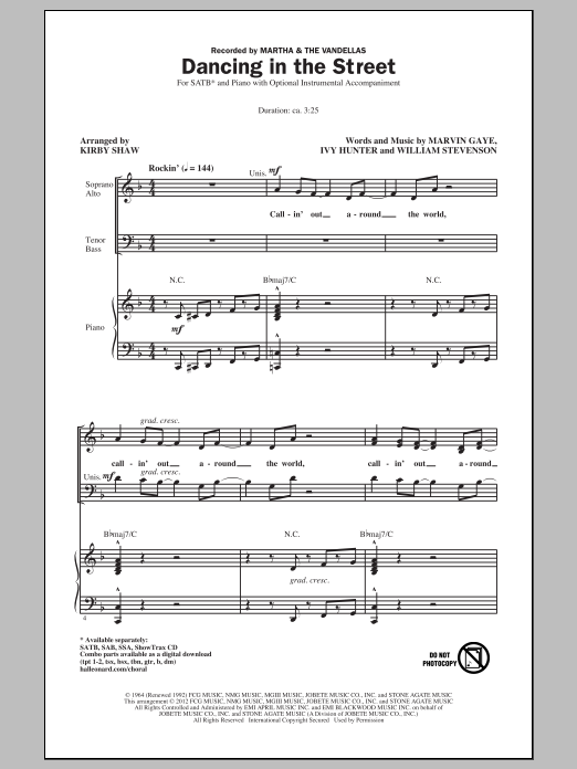 Download Martha & The Vandellas Dancing In The Street (arr. Kirby Shaw) Sheet Music