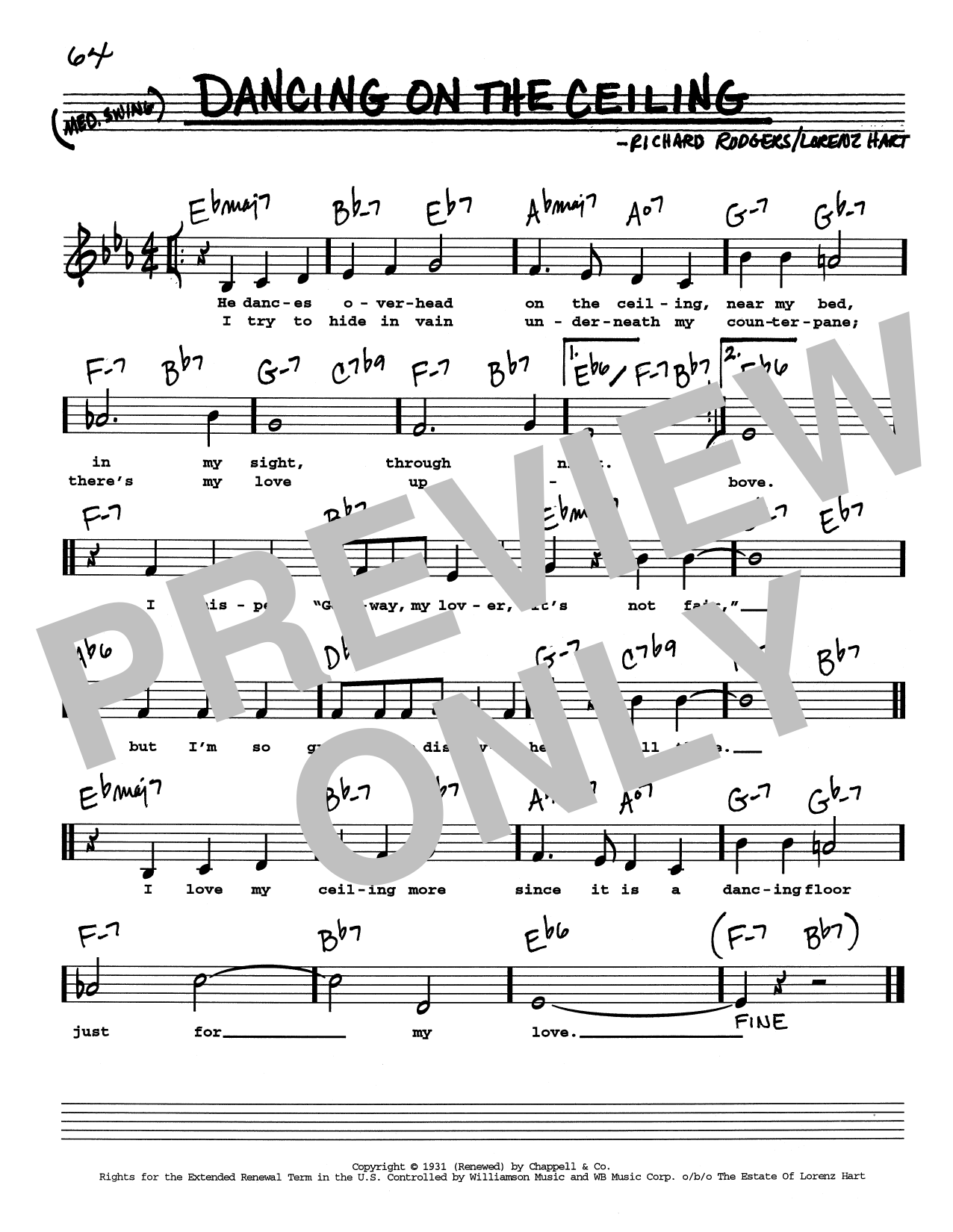 Rodgers & Hart Dancing On The Ceiling (Low Voice) sheet music notes printable PDF score