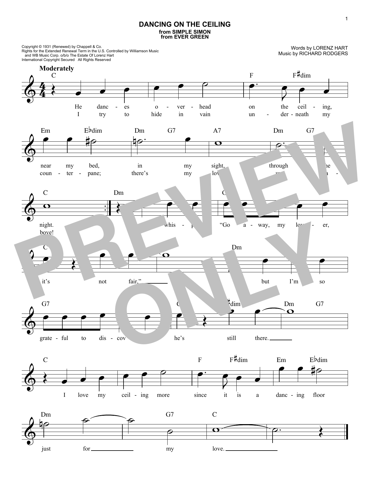 Download Richard Rodgers Dancing On The Ceiling Sheet Music