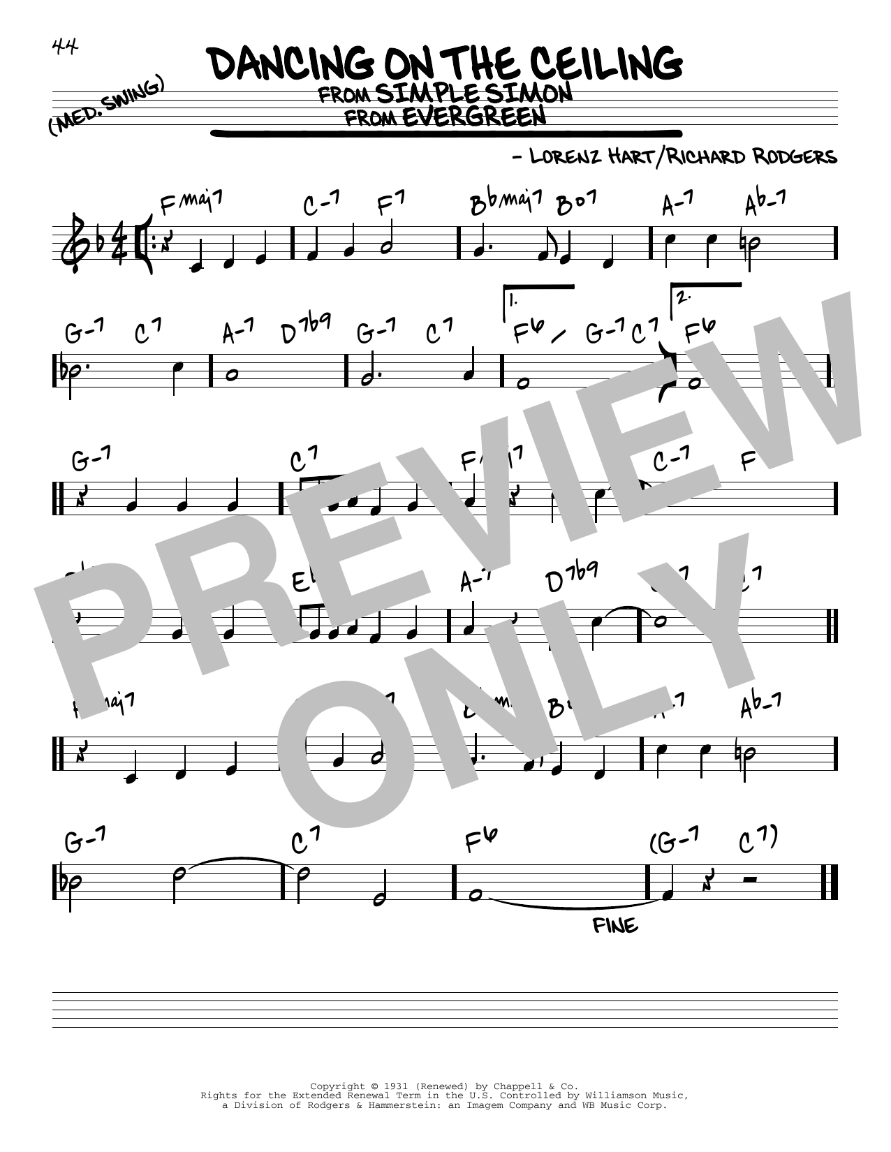 Download Rodgers & Hart Dancing On The Ceiling Sheet Music
