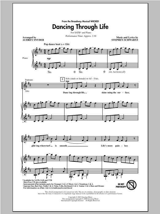 Download Audrey Snyder Dancing Through Life (from Wicked) Sheet Music