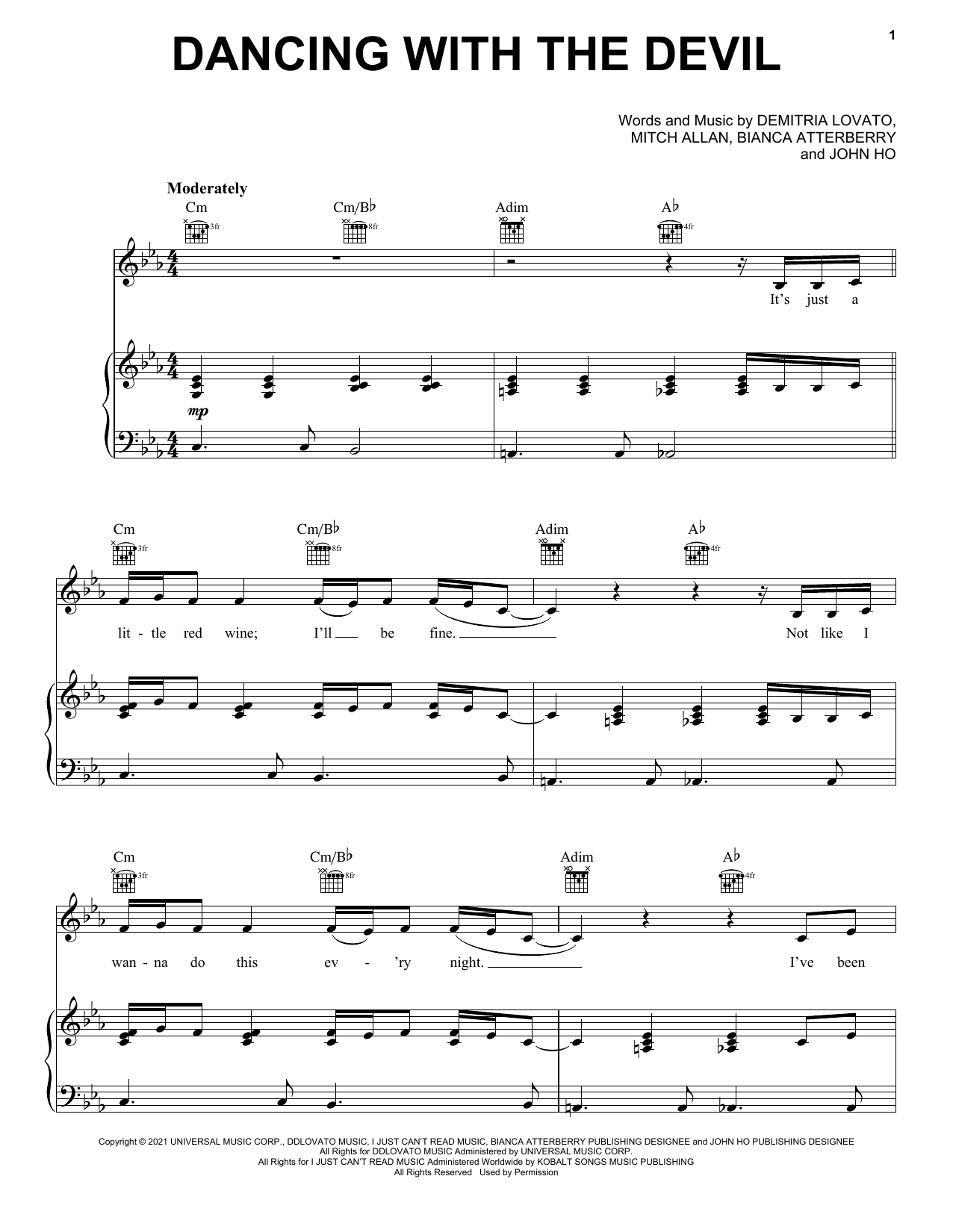 Download Demi Lovato Dancing With The Devil Sheet Music