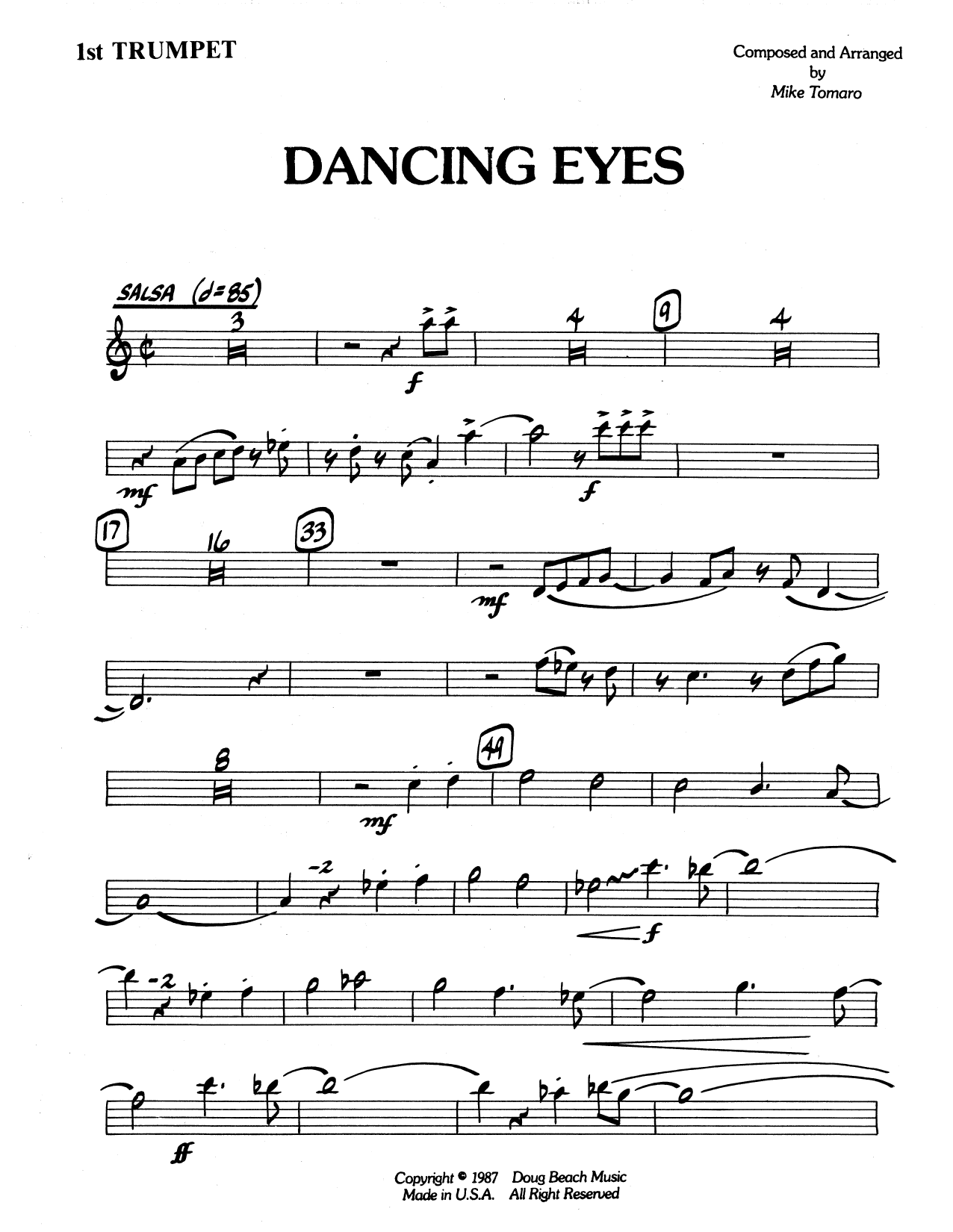 Download Mike Tomaro Dancing Eyes - 1st Bb Trumpet Sheet Music