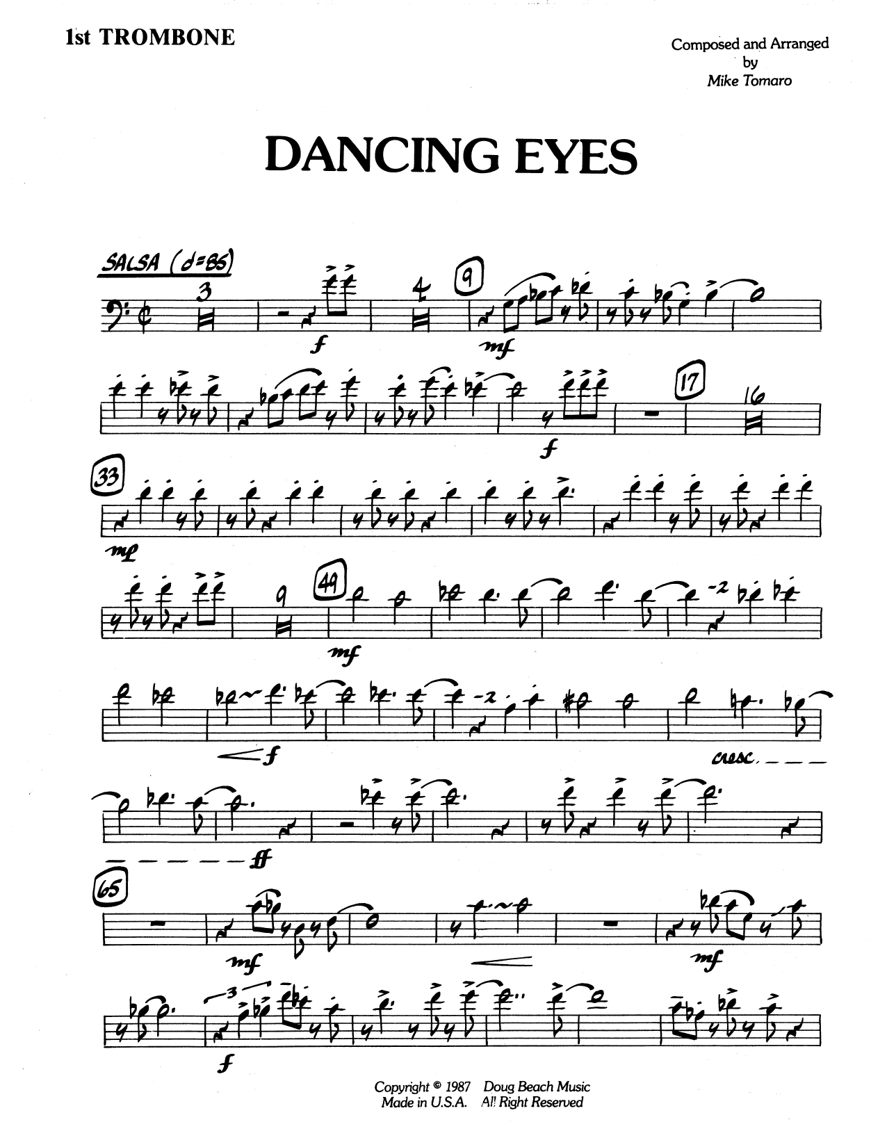 Download Mike Tomaro Dancing Eyes - 1st Trombone Sheet Music