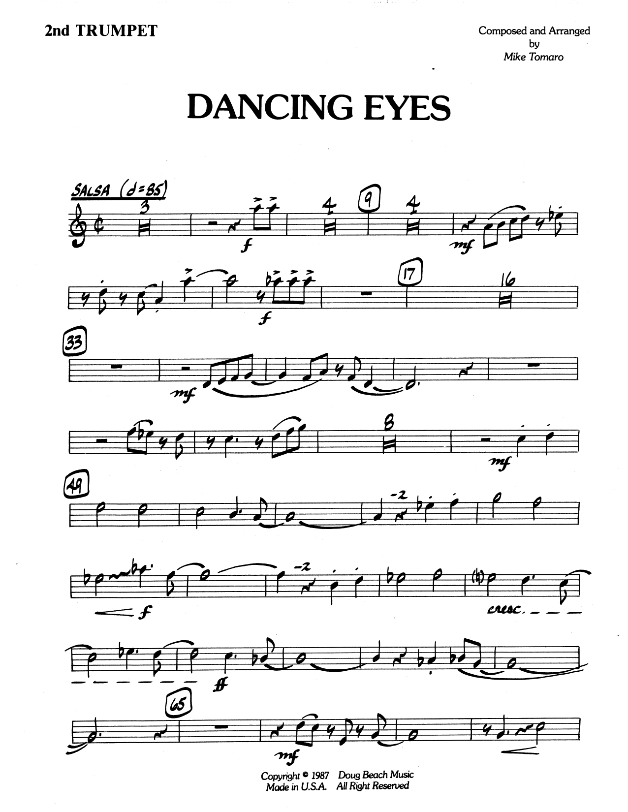 Download Mike Tomaro Dancing Eyes - 2nd Bb Trumpet Sheet Music