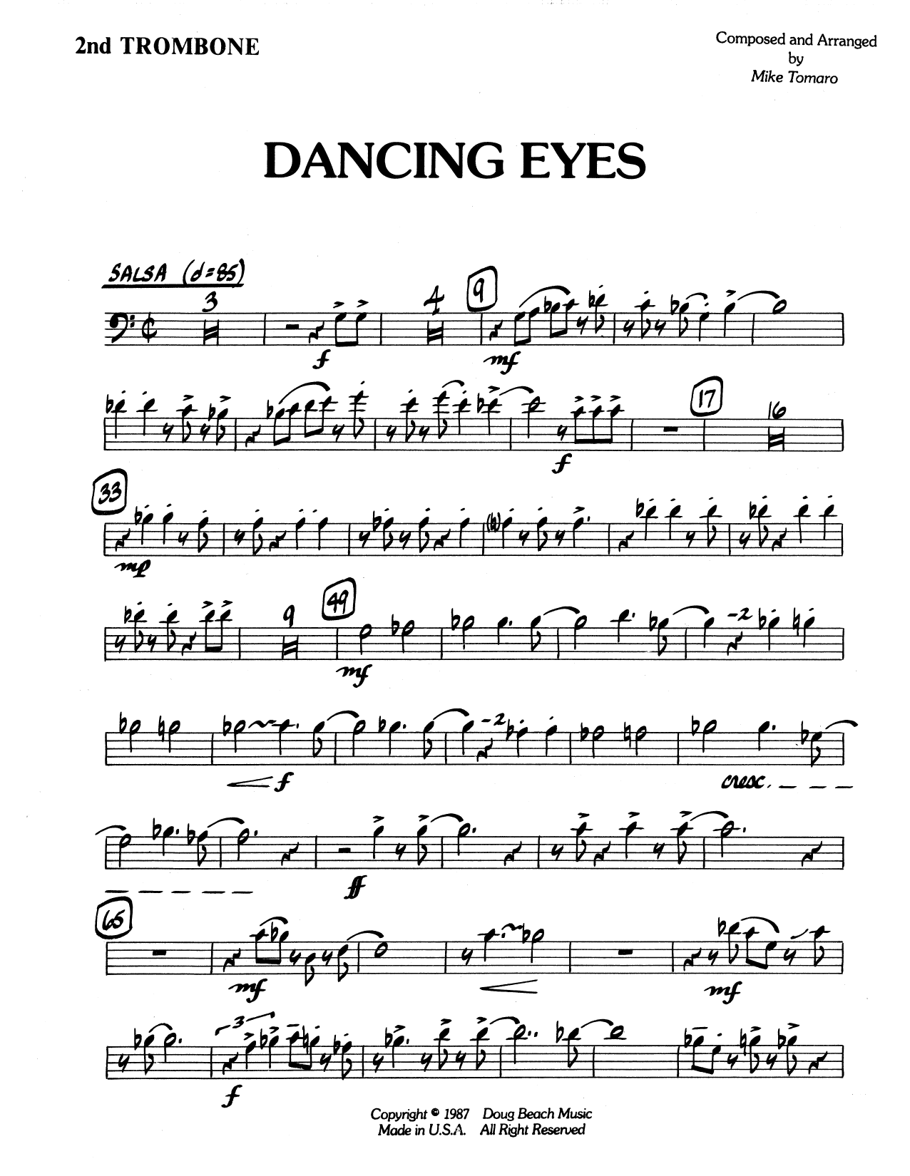 Download Mike Tomaro Dancing Eyes - 2nd Trombone Sheet Music