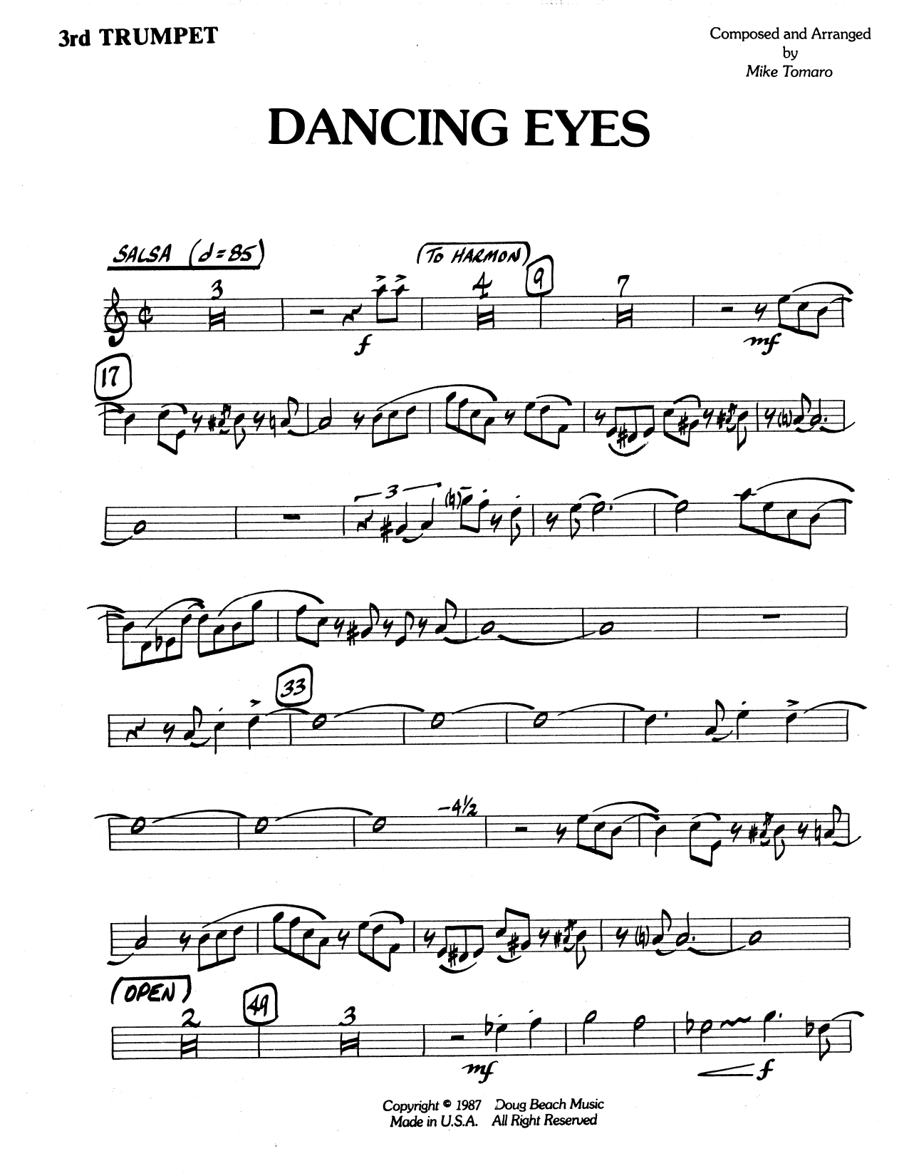 Download Mike Tomaro Dancing Eyes - 3rd Bb Trumpet Sheet Music