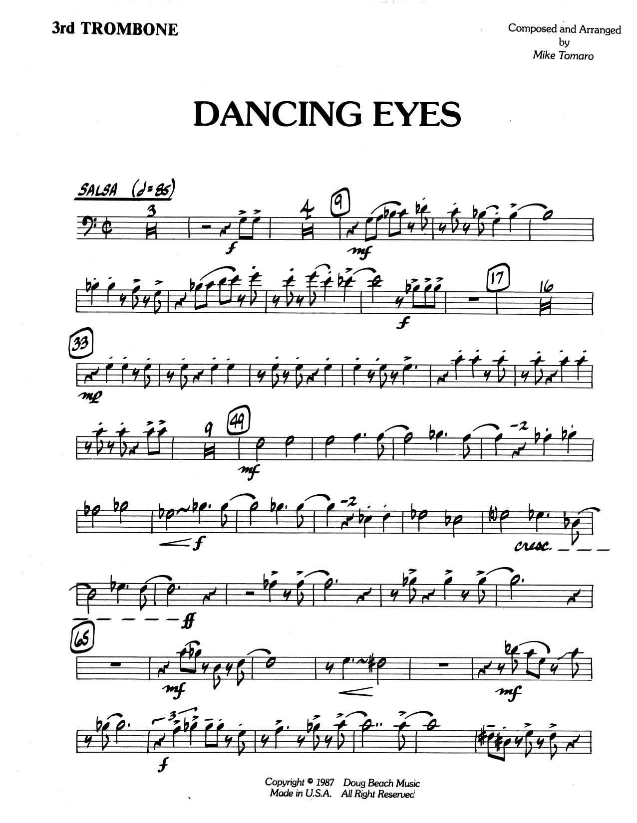 Download Mike Tomaro Dancing Eyes - 3rd Trombone Sheet Music