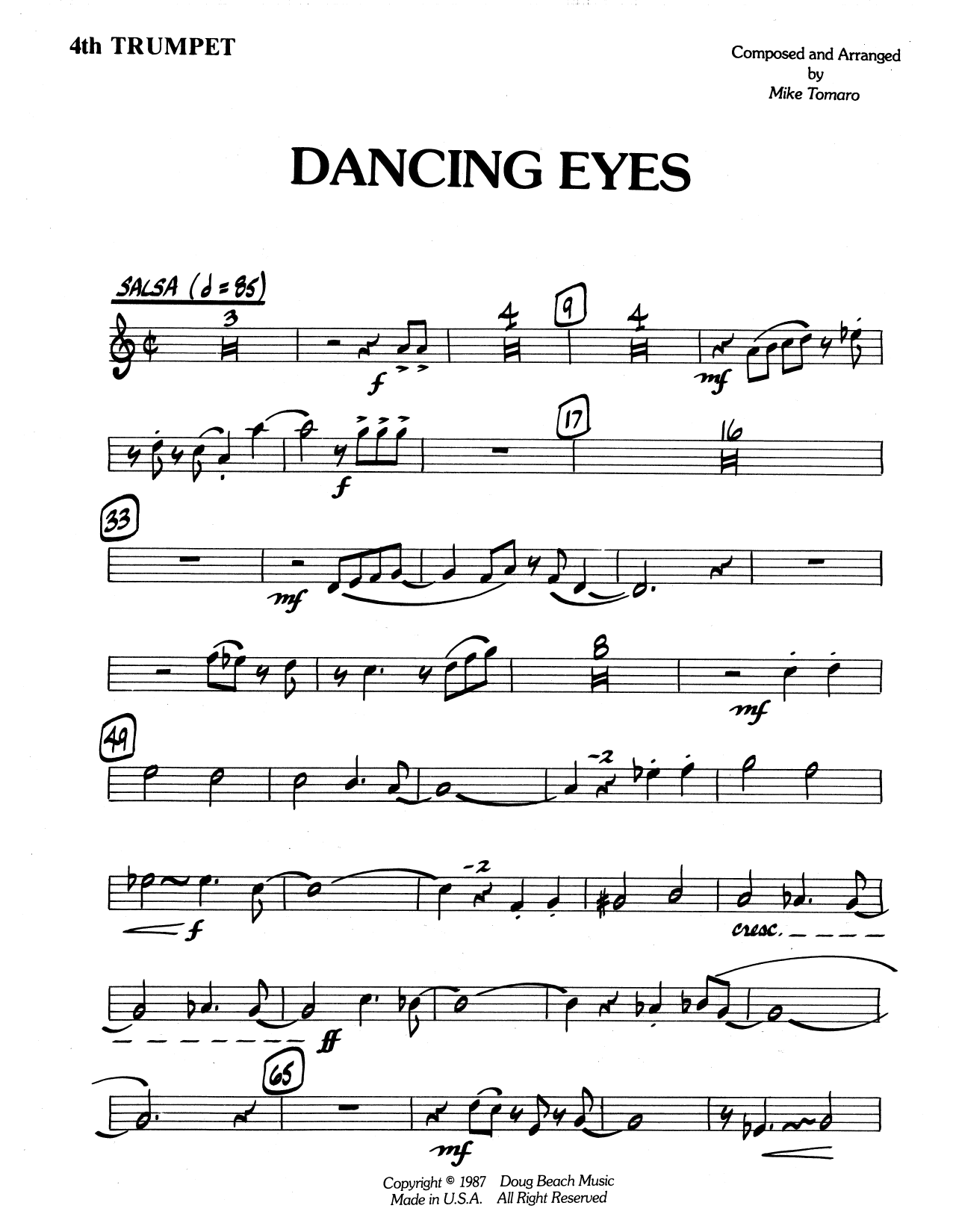 Download Mike Tomaro Dancing Eyes - 4th Bb Trumpet Sheet Music