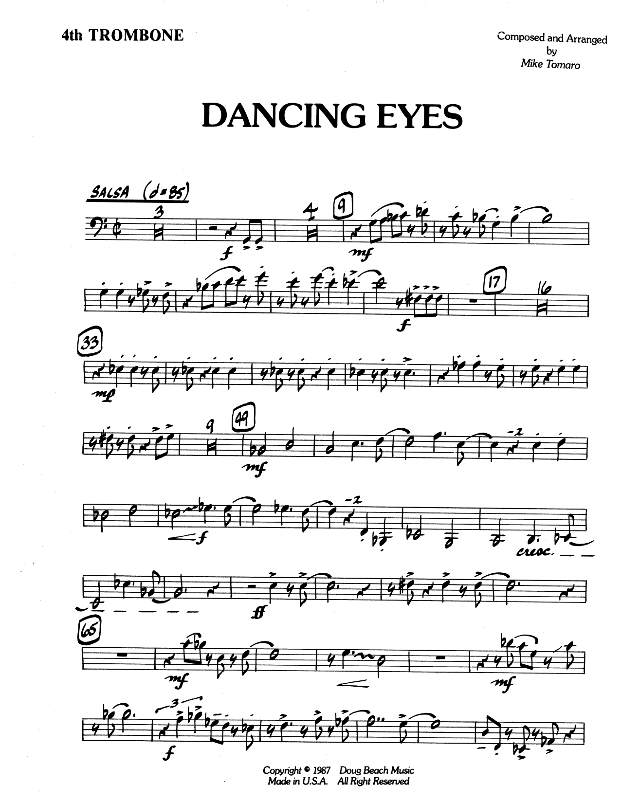 Download Mike Tomaro Dancing Eyes - 4th Trombone Sheet Music