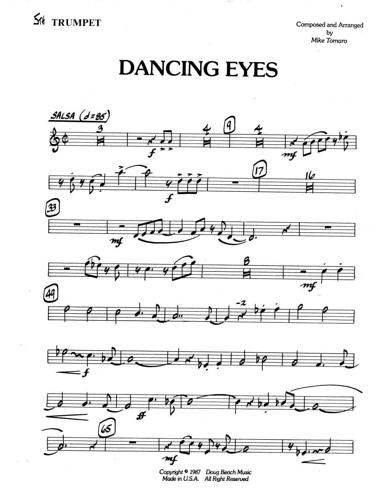 Download Mike Tomaro Dancing Eyes - 5th Bb Trumpet Sheet Music