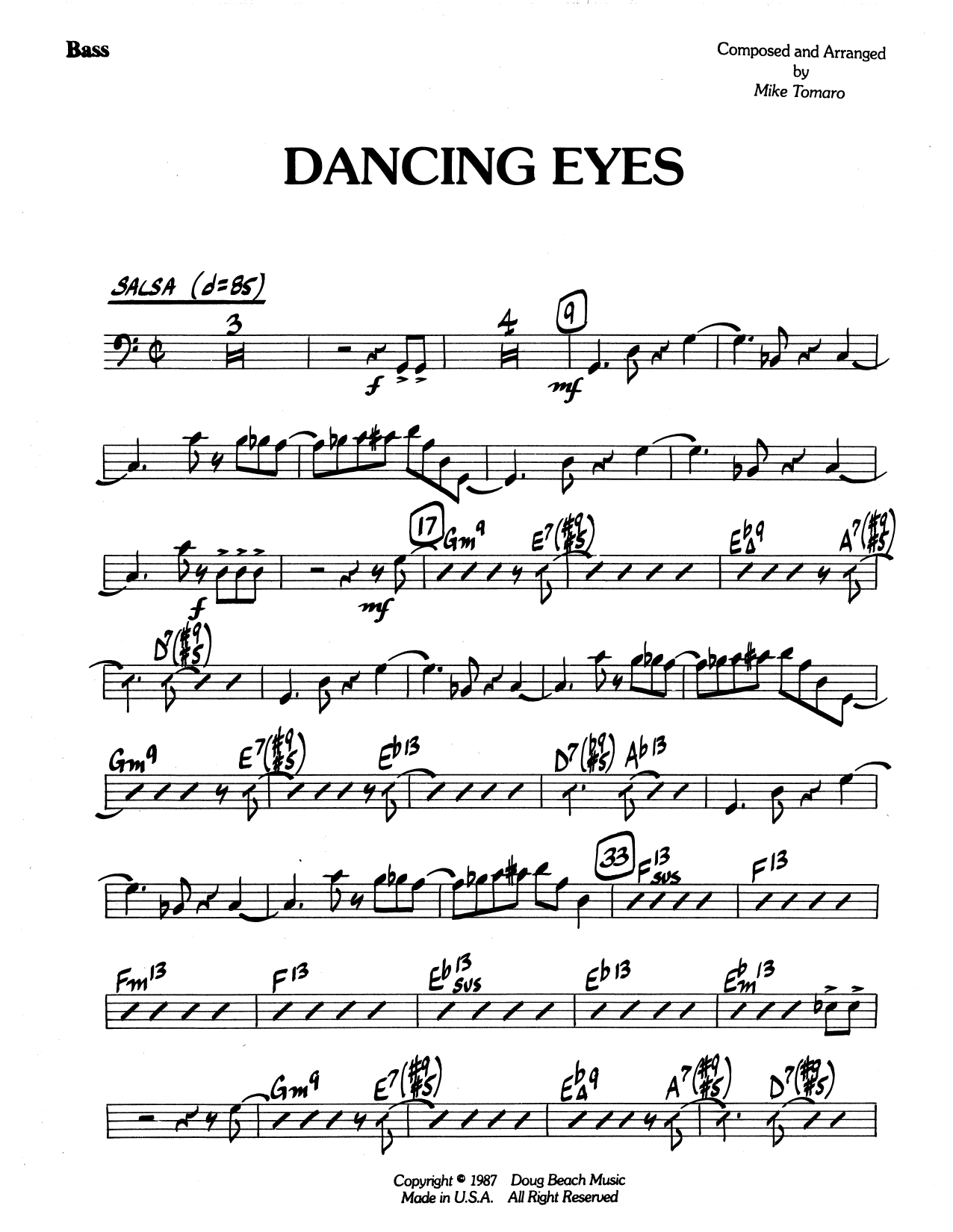 Download Mike Tomaro Dancing Eyes - Bass Sheet Music