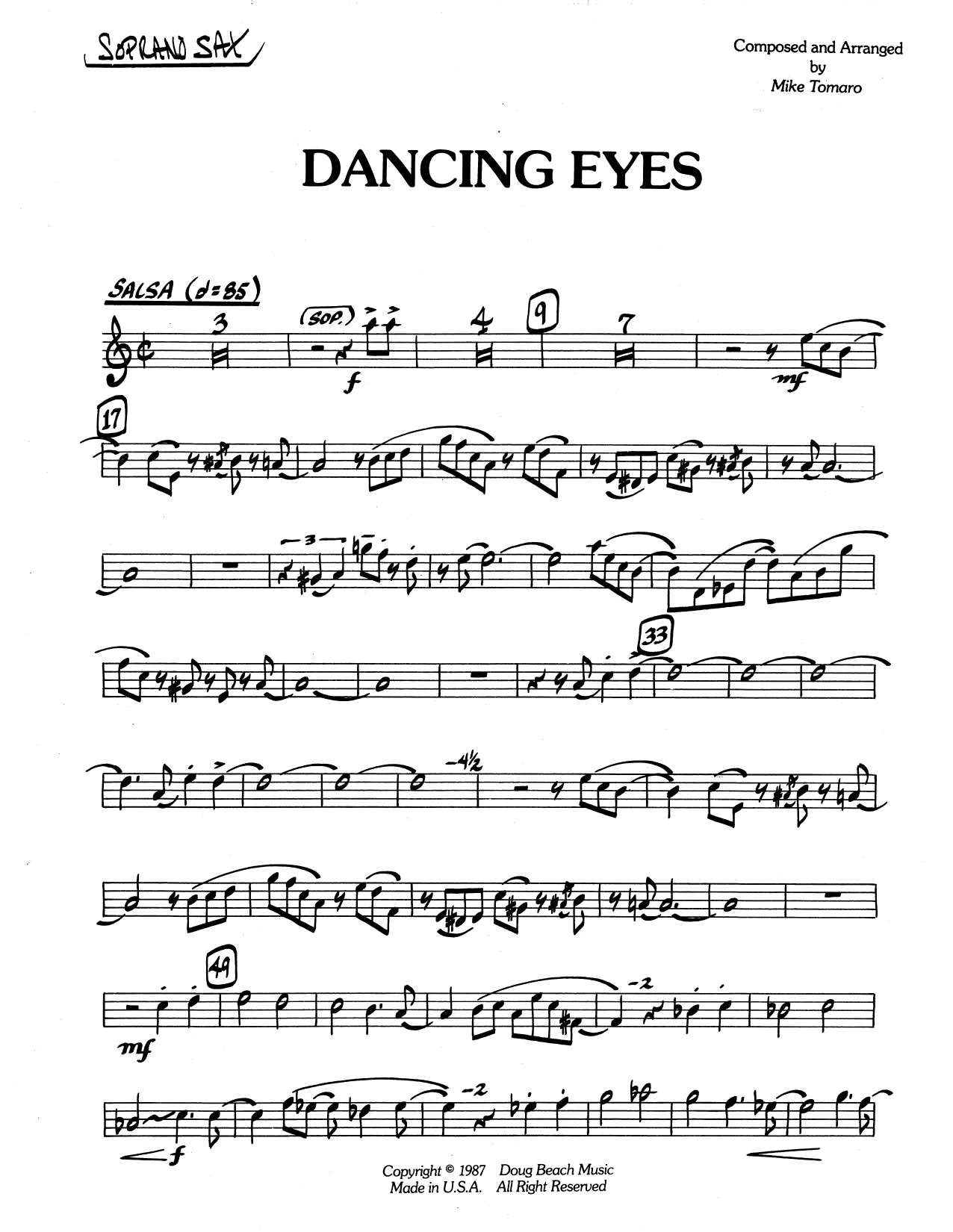 Download Mike Tomaro Dancing Eyes - Bb Soprano Sax Sheet Music