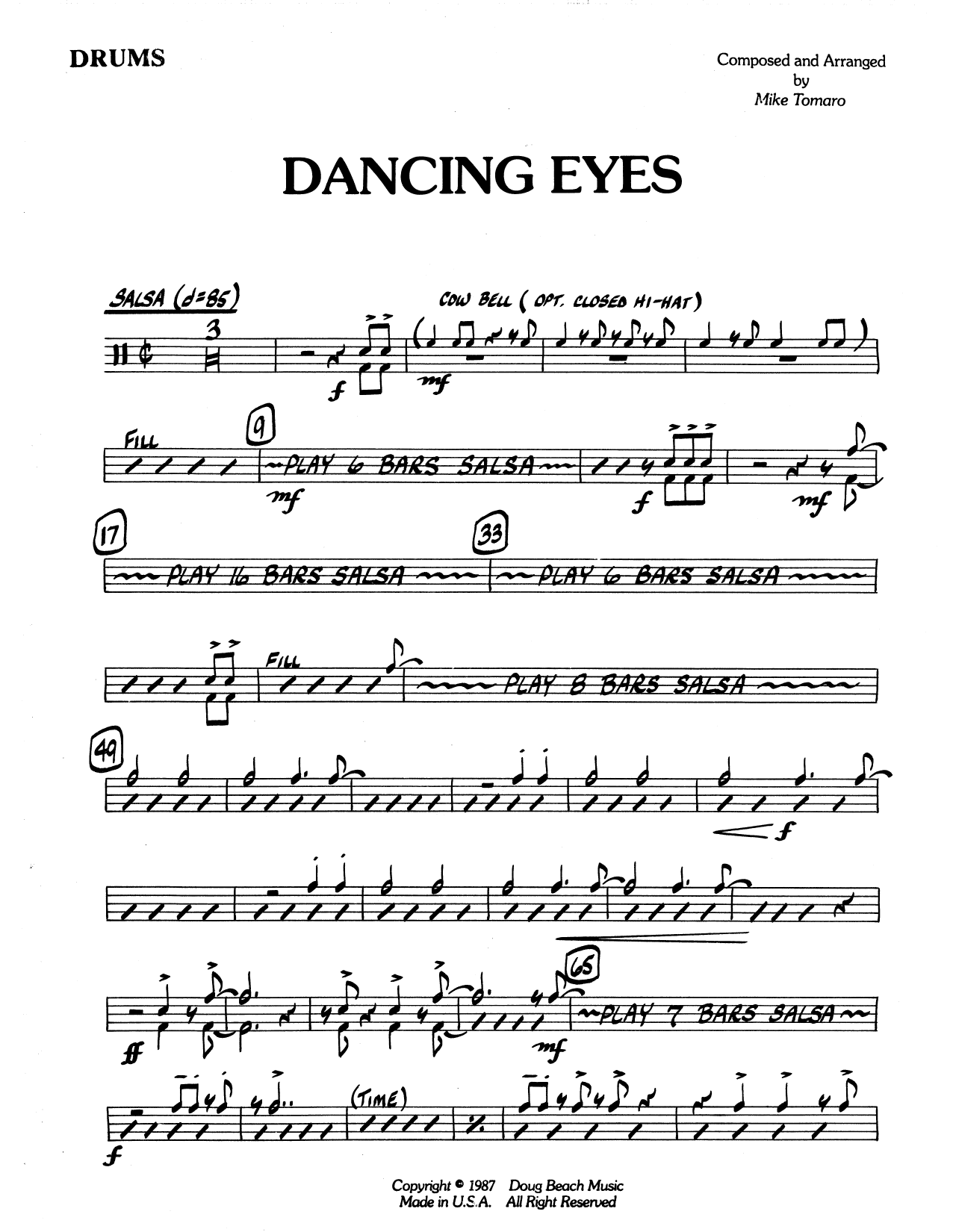 Download Mike Tomaro Dancing Eyes - Drum Set Sheet Music