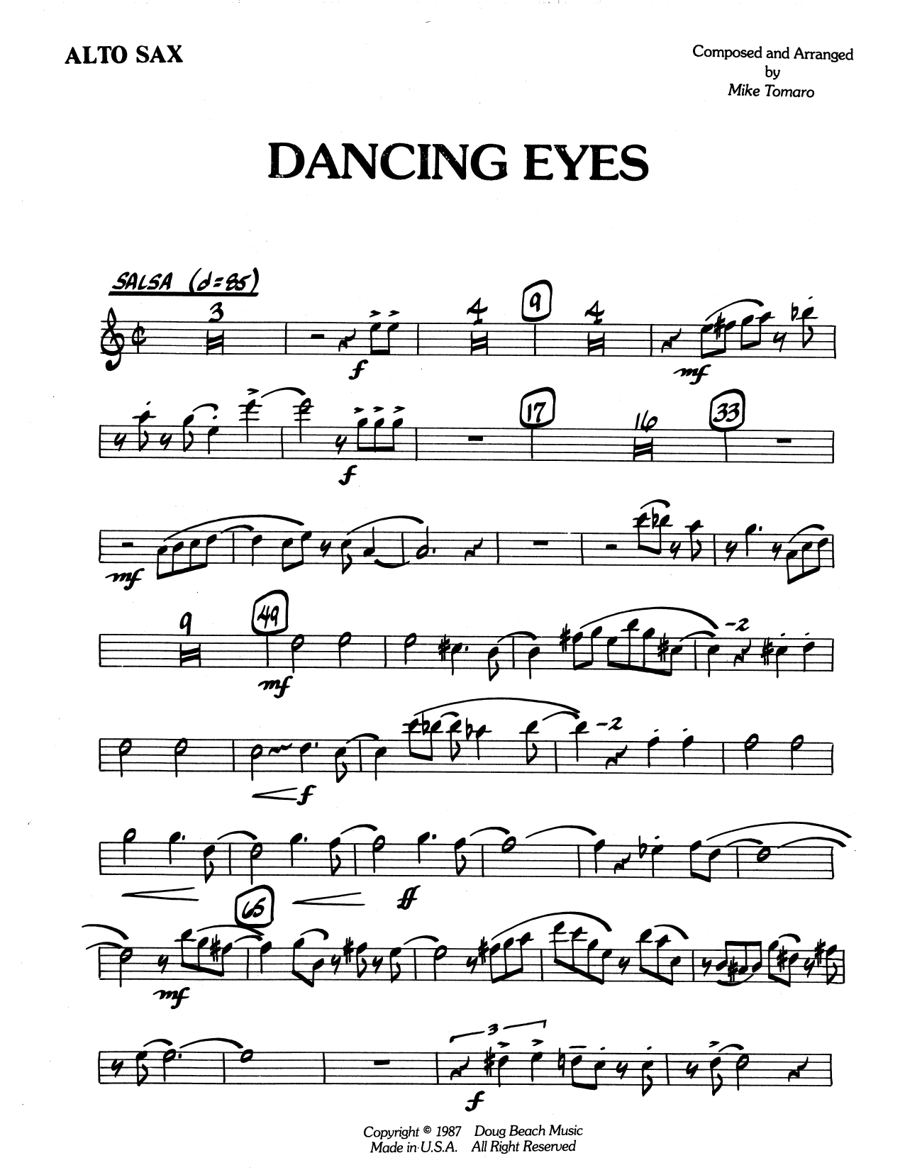 Download Mike Tomaro Dancing Eyes - Eb Alto Saxophone Sheet Music