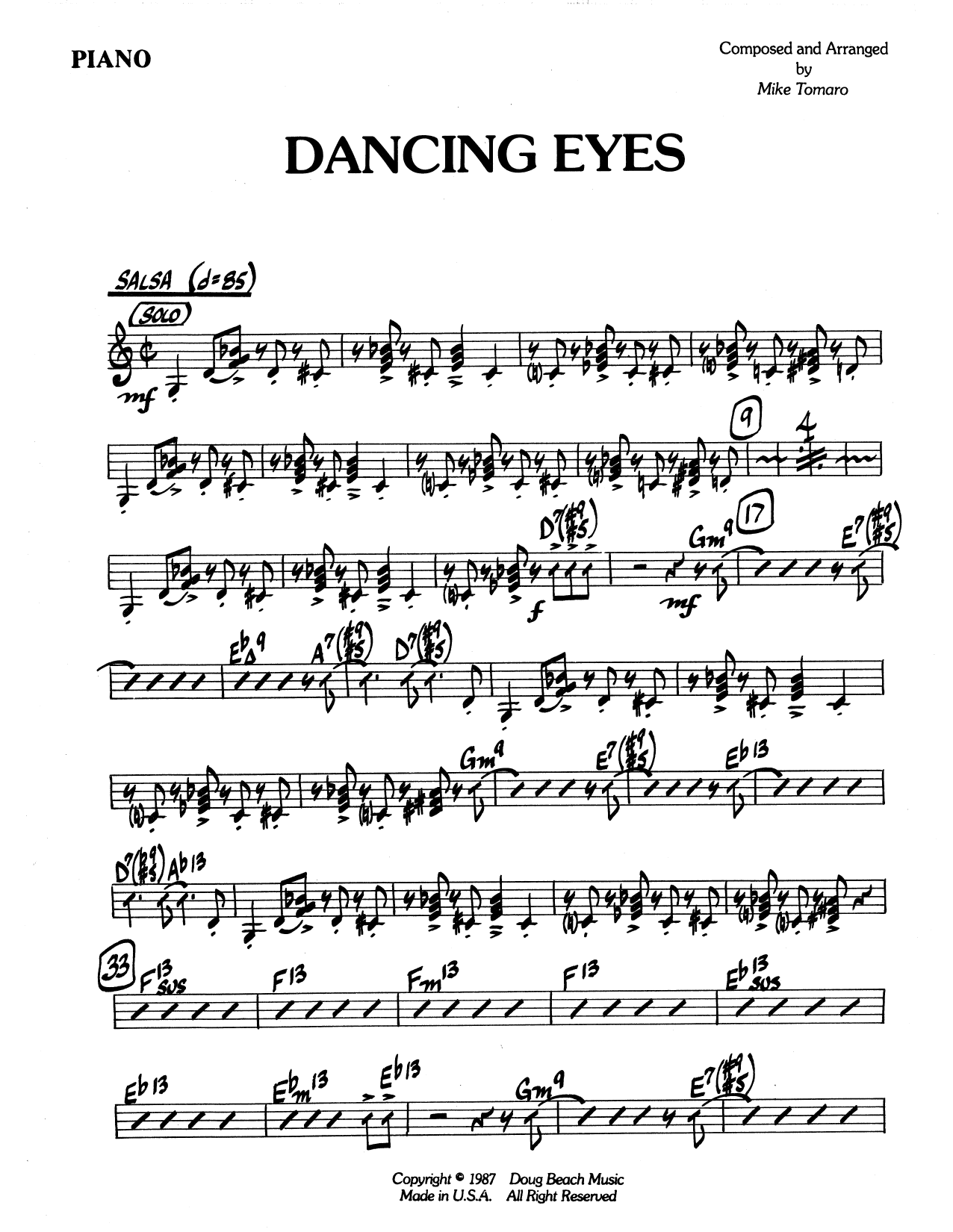 Download Mike Tomaro Dancing Eyes - Piano Sheet Music