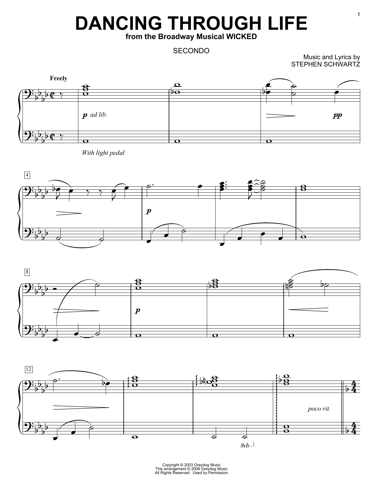 Stephen Schwartz Dancing Through Life (from Wicked) (arr. Carol Klose) sheet music notes printable PDF score