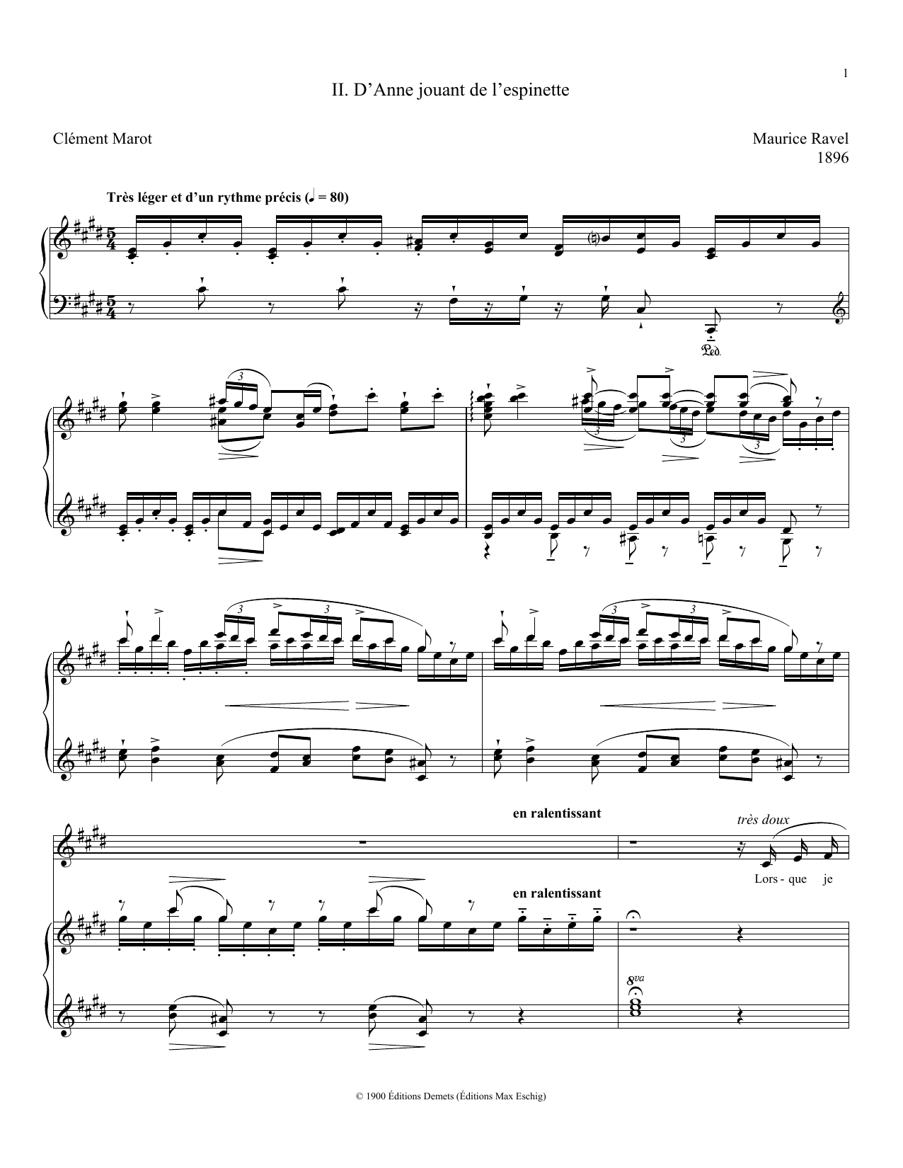 Download Maurice Ravel D'Anne Jouant De L'Espinette Sheet Music