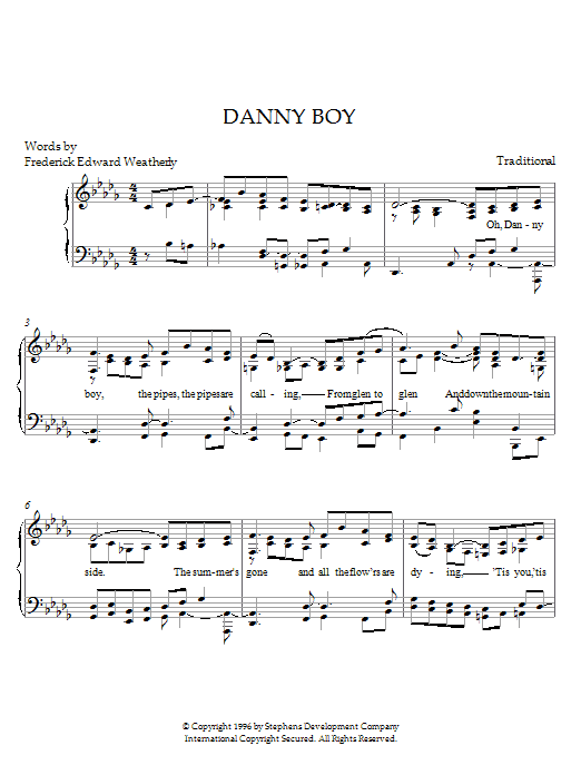 Download Frederick Edward Weatherly Danny Boy Sheet Music
