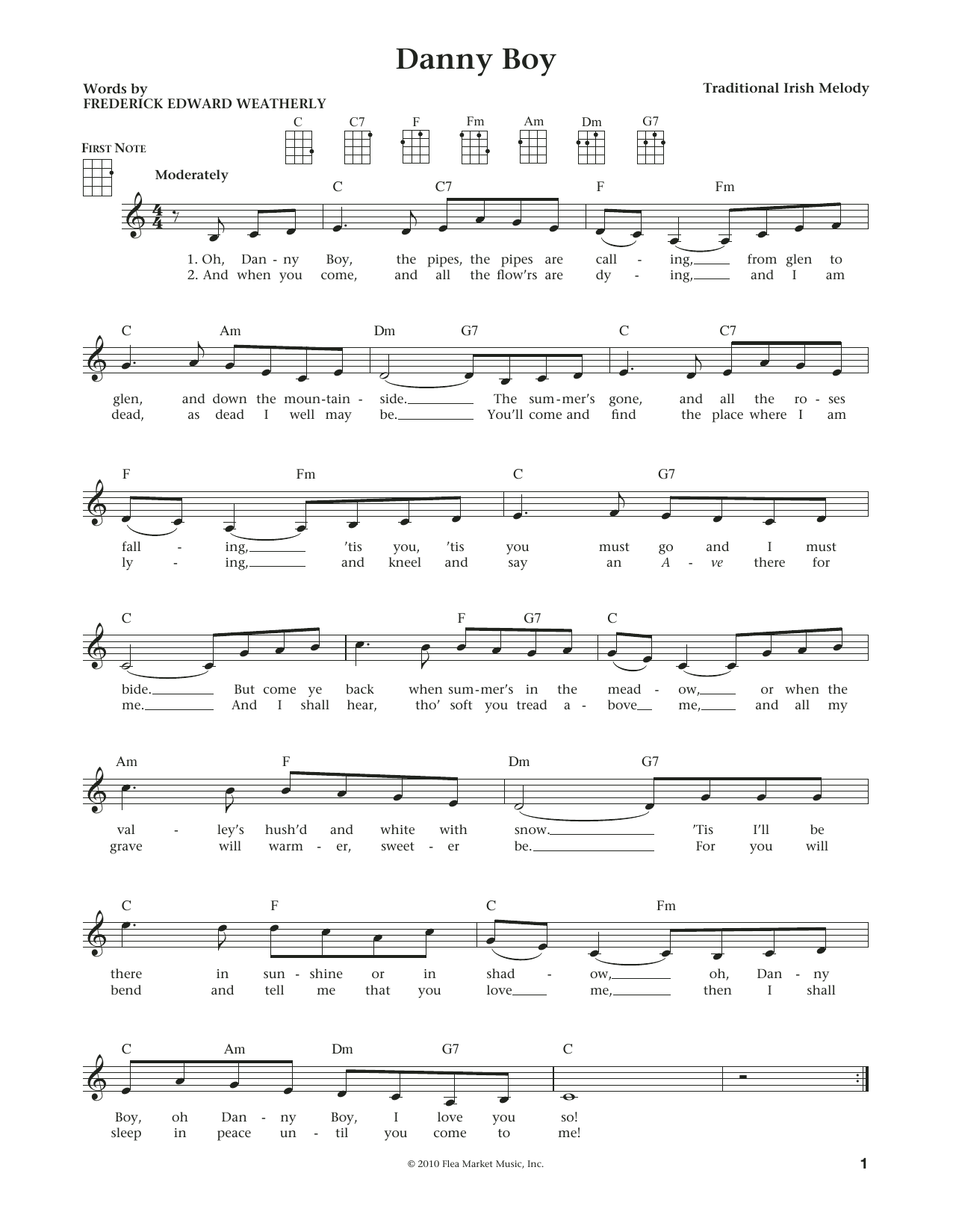 Download Traditional Irish Danny Boy (from The Daily Ukulele) (arr Sheet Music