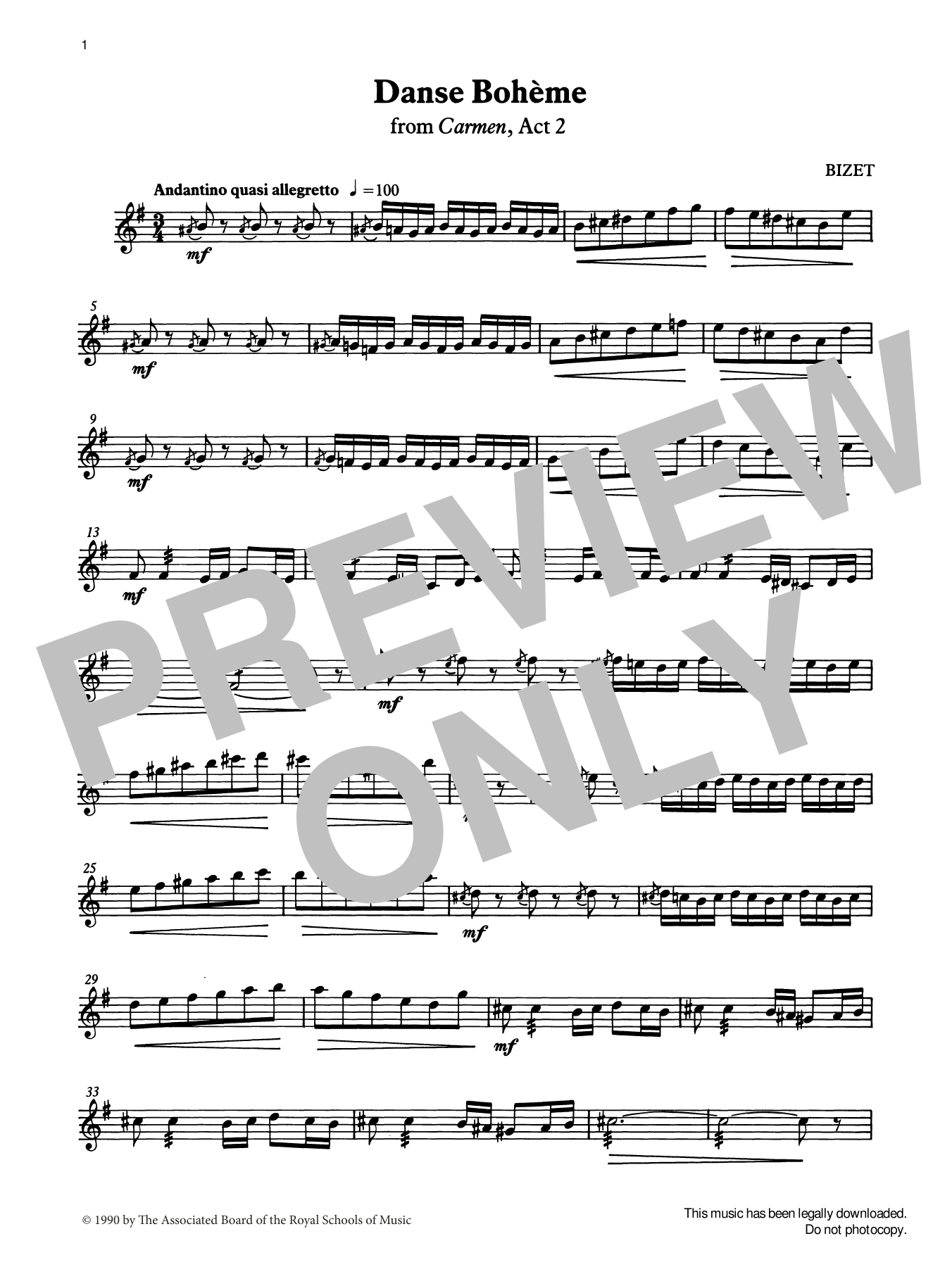 Download Georges Bizet Danse Bohème from Graded Music fo Sheet Music