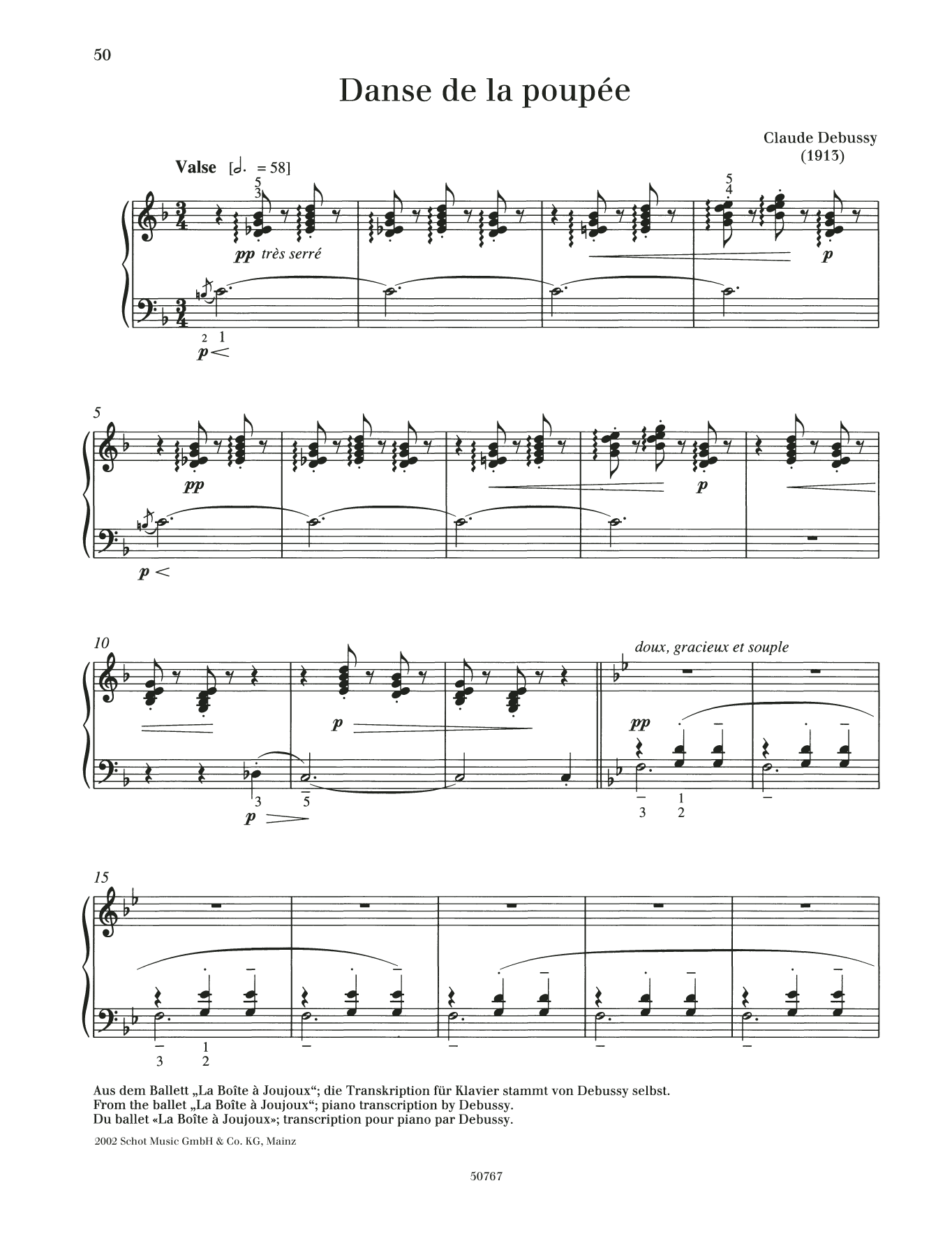 Download Claude Debussy Danse de la poupee Sheet Music