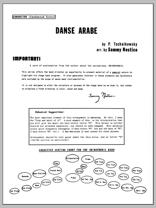 Download Sammy Nestico Danse Arabe - Full Score Sheet Music