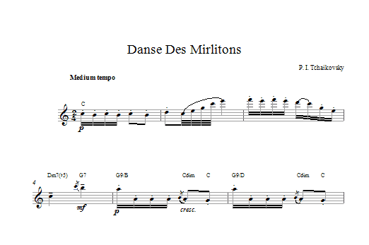 Download Pyotr Ilyich Tchaikovsky Danse Des Mirlitons (from The Nutcracke Sheet Music
