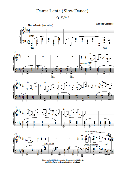 Download Granados Danza Lenta Op37 No1 Sheet Music