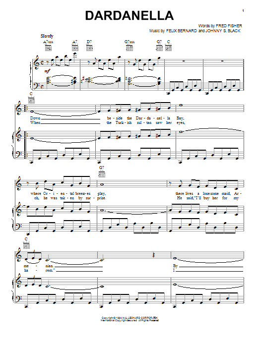 Felix Bernard Dardanella sheet music notes printable PDF score